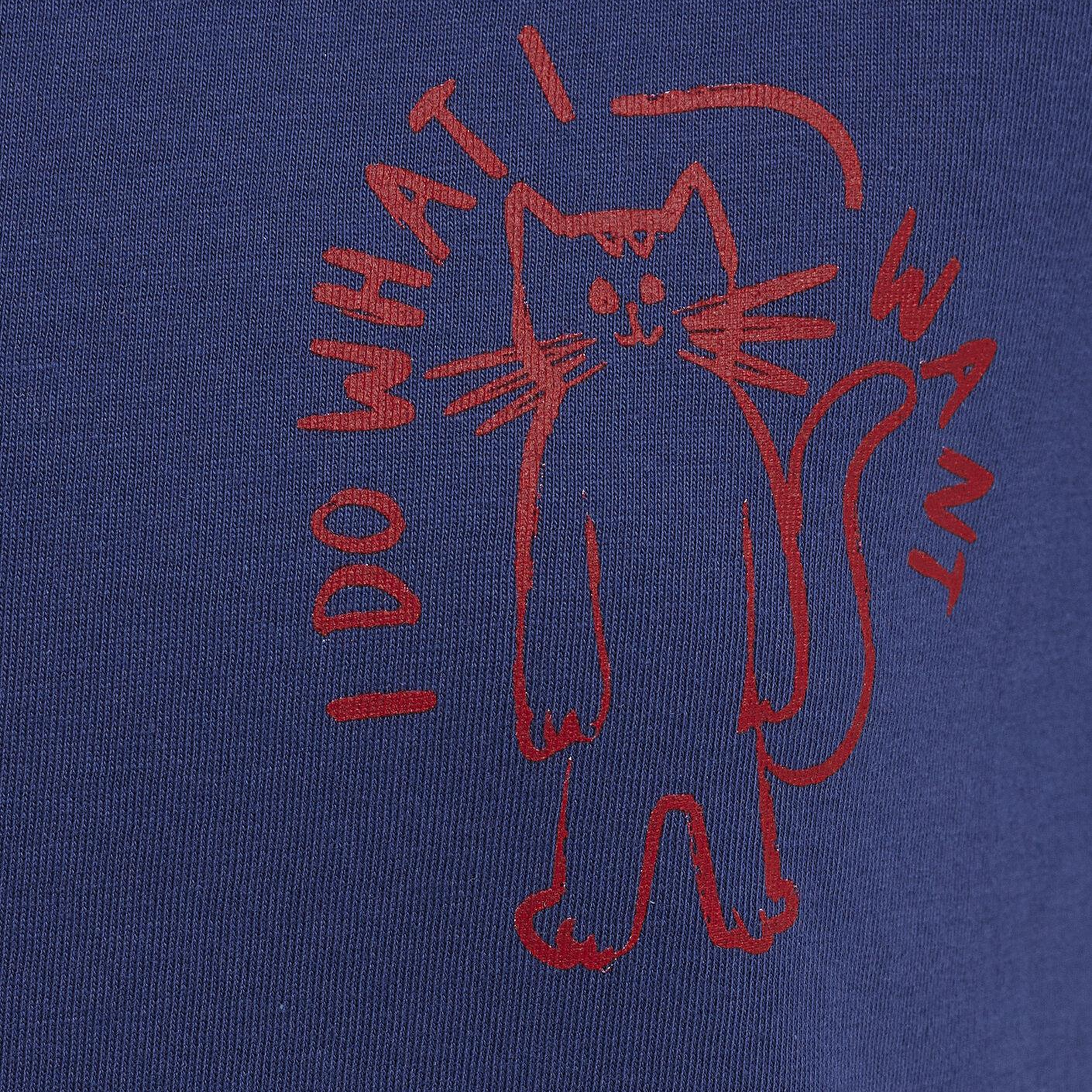 Mavi Kedi Baskılı Lacivert Tişört Semi Slim Fit / Yarı Dar Kesim 1613873-70498