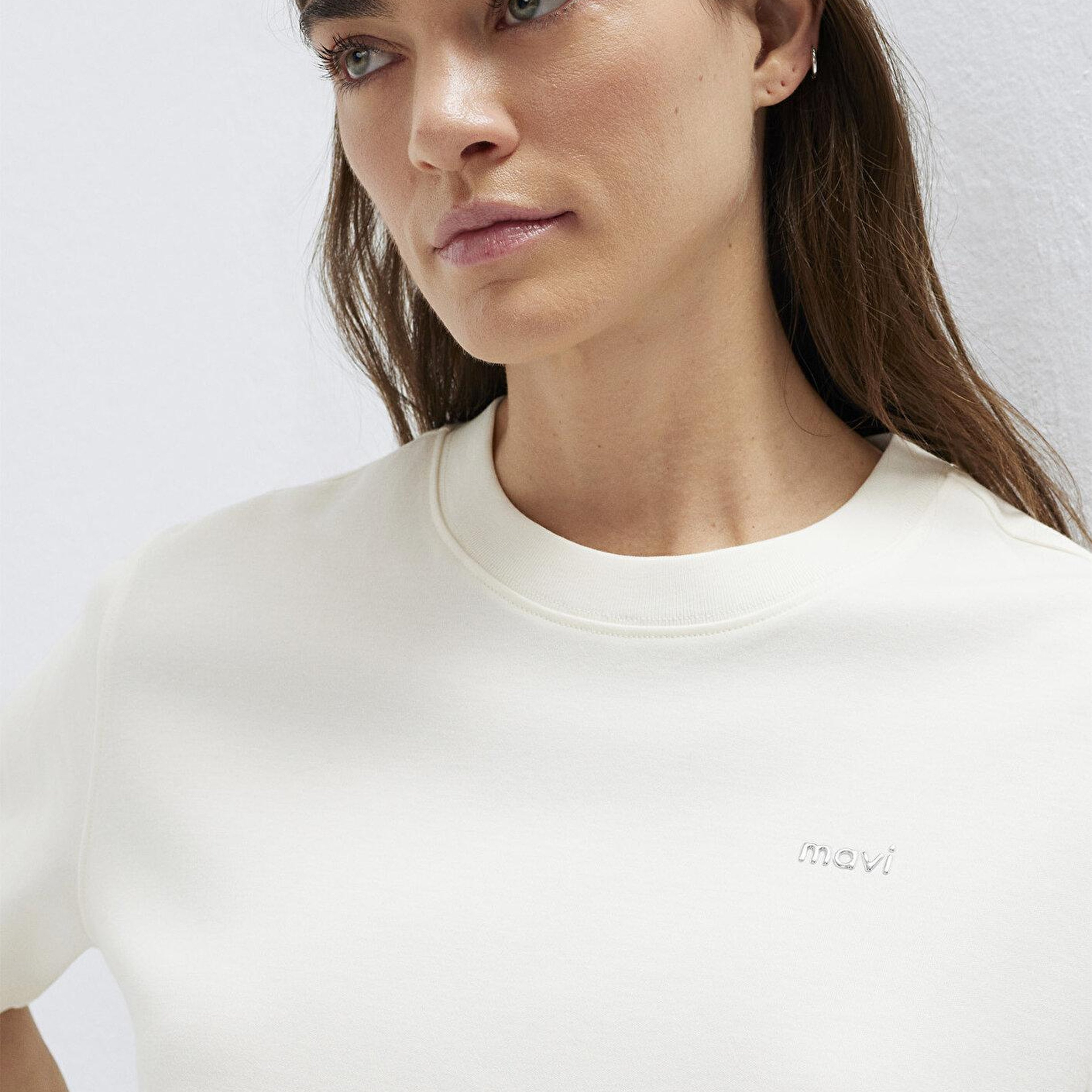 Mavi Mavi Logo Baskılı Ekru Tişört Regular Fit / Normal Kesim 1613882-80194