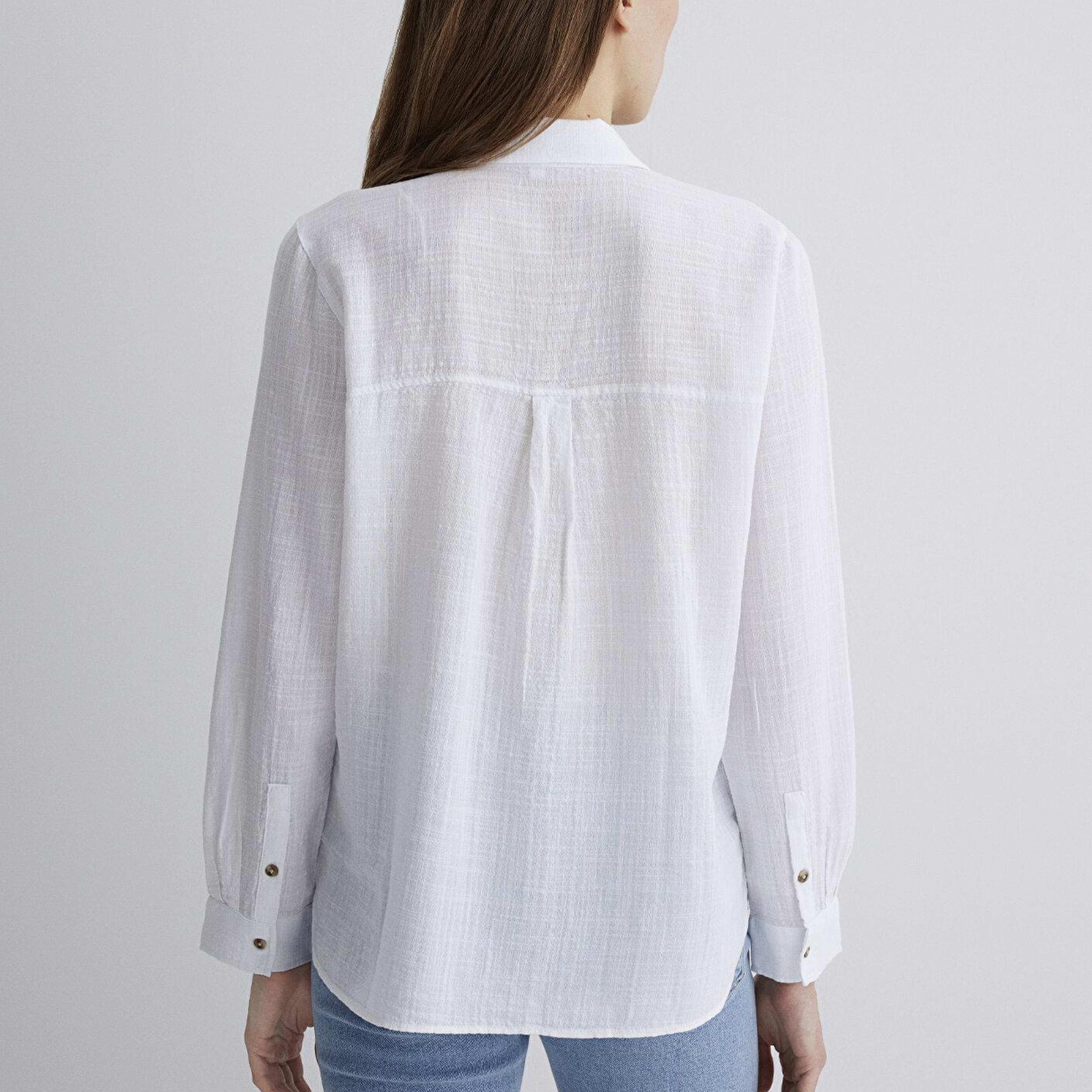Mavi Beyaz Gömlek Loose Fit / Bol Rahat Kesim 1211114-620