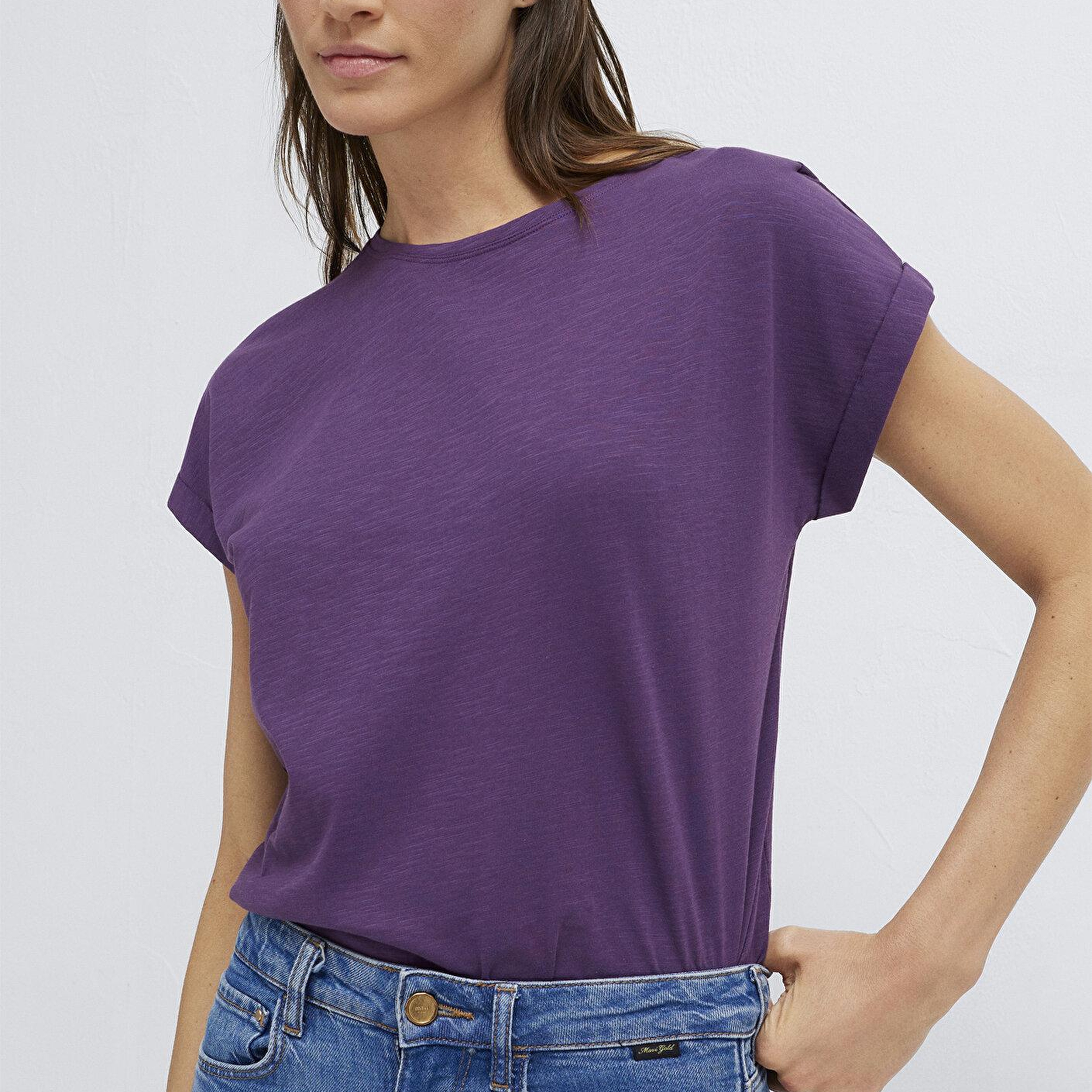 Mavi Bisiklet Yaka Mor Basic Tişört Regular Fit / Normal Kesim 1614177-70666