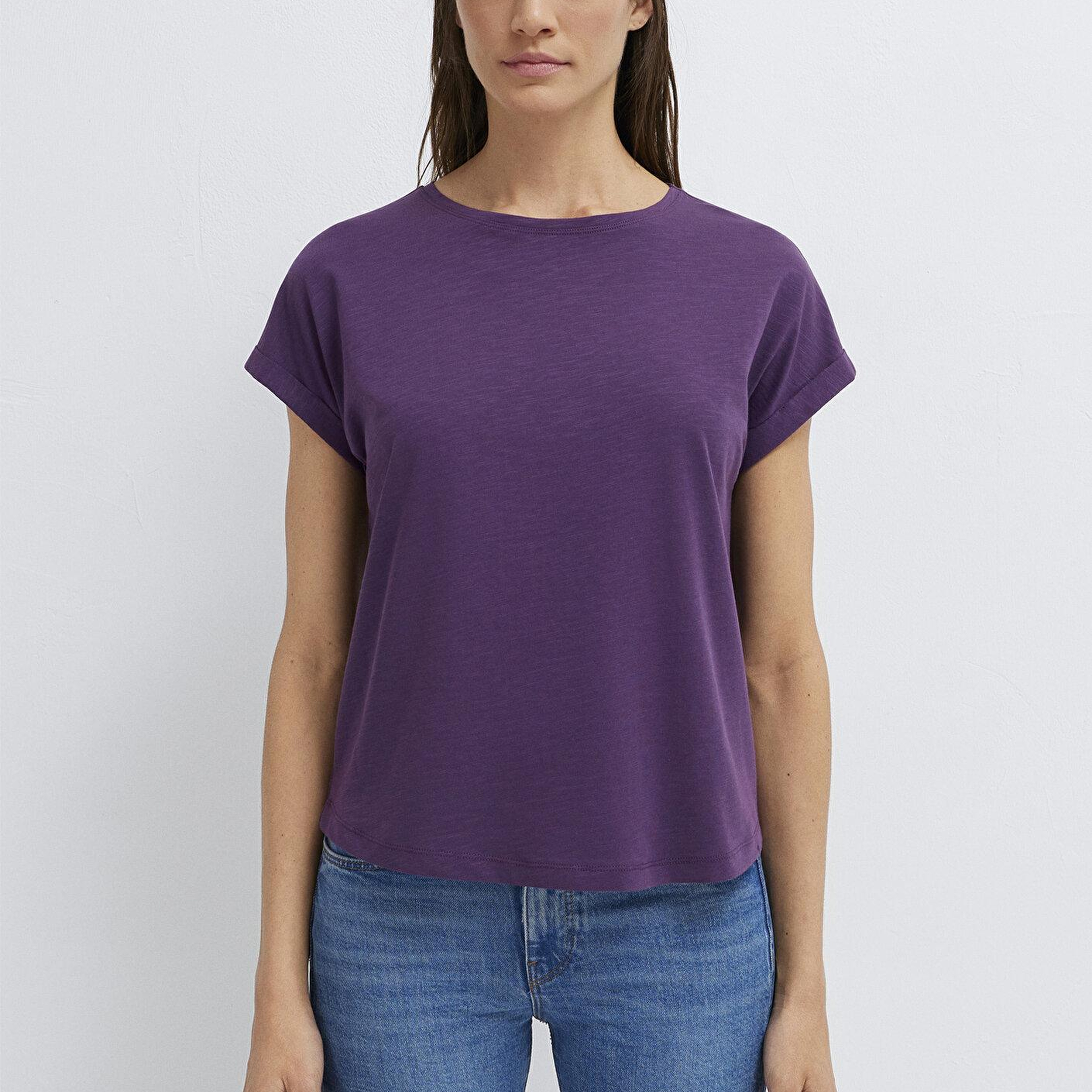 Mavi Bisiklet Yaka Mor Basic Tişört Regular Fit / Normal Kesim 1614177-70666