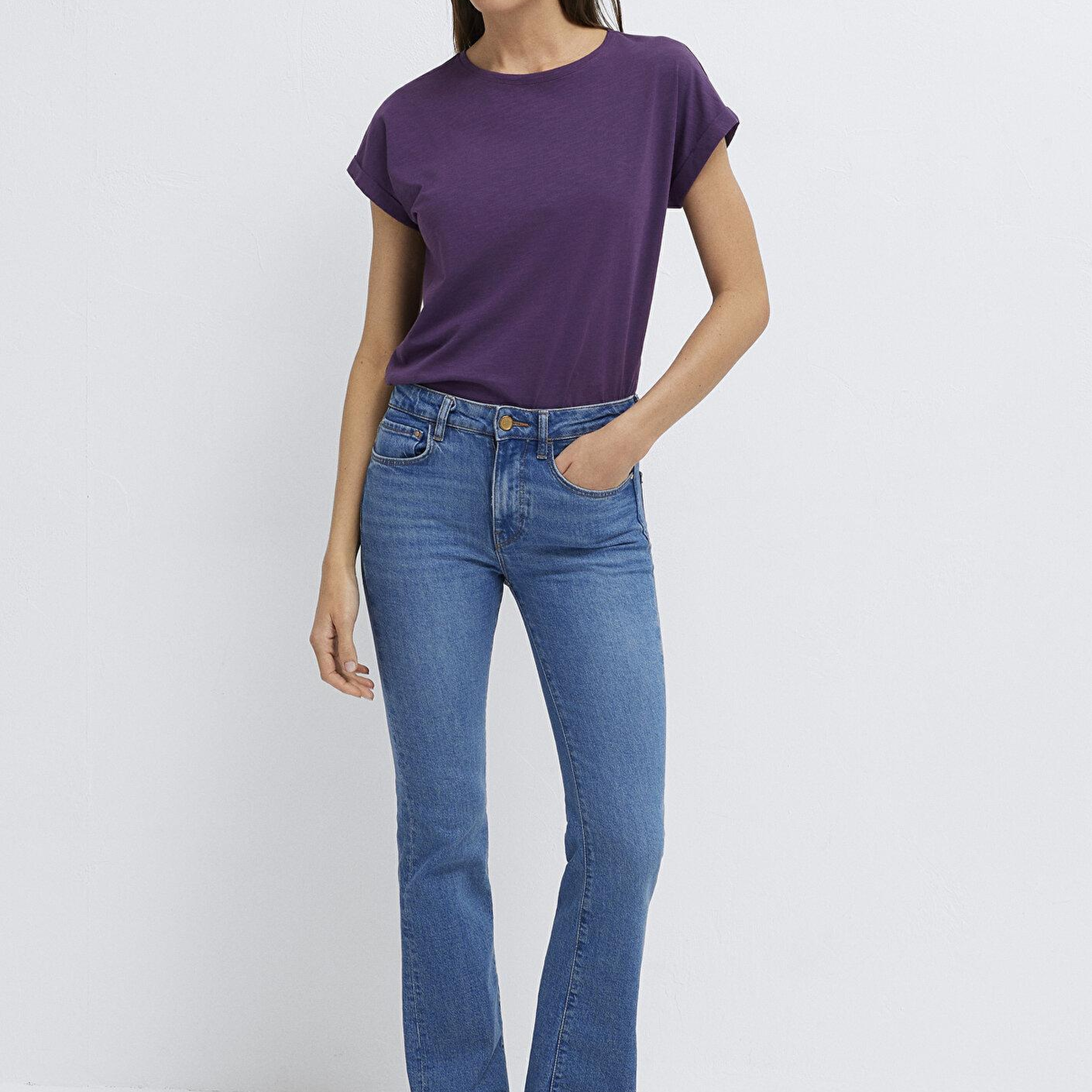 Mavi Bisiklet Yaka Mor Basic Tişört Regular Fit / Normal Kesim 1614177-70666