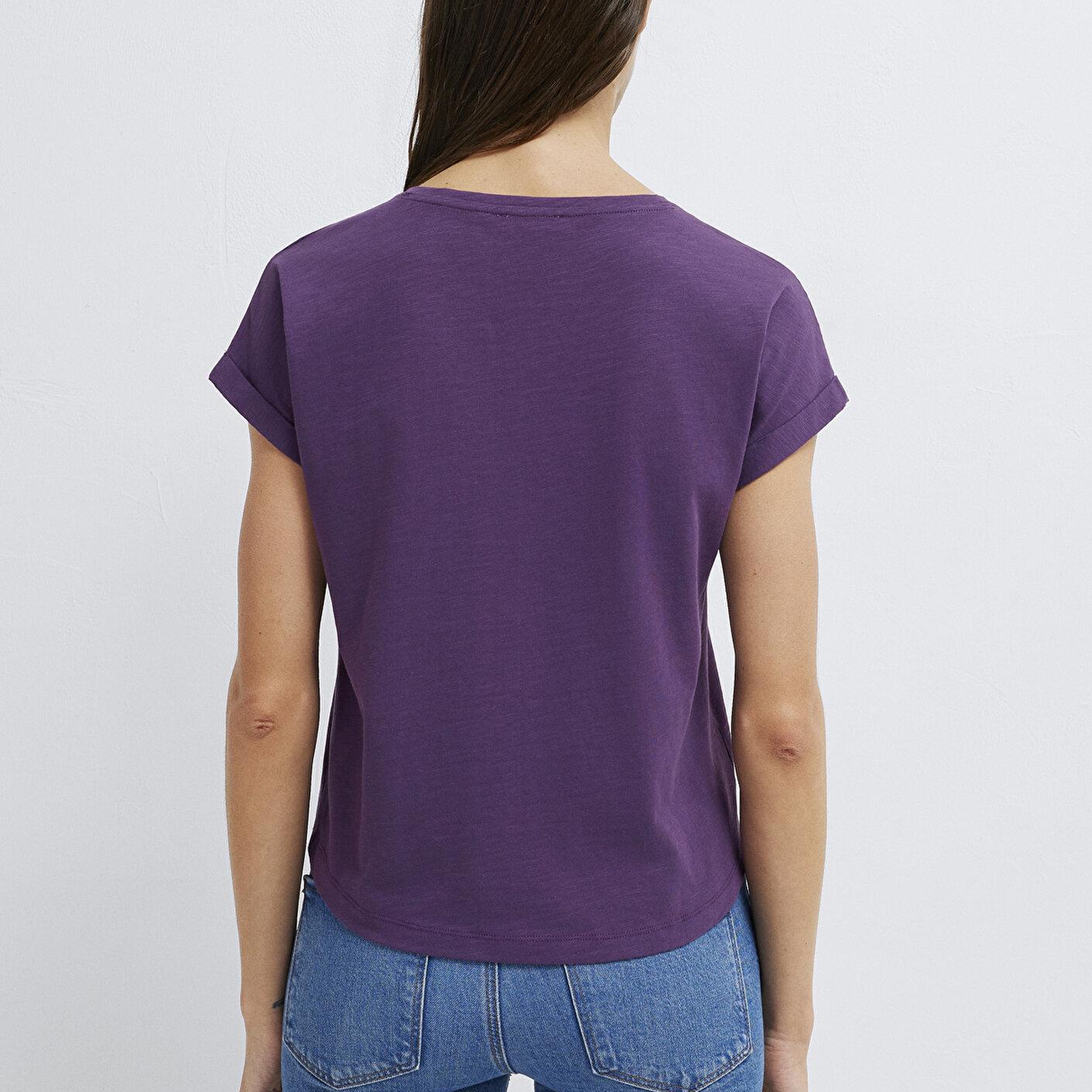 Mavi Bisiklet Yaka Mor Basic Tişört Regular Fit / Normal Kesim 1614177-70666