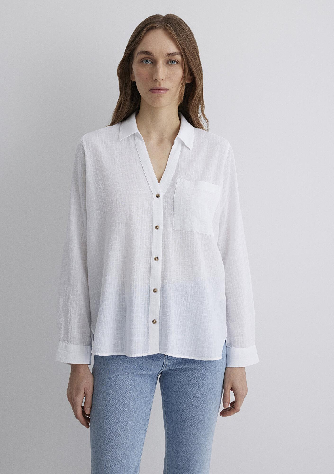 Mavi Beyaz Gömlek Loose Fit / Bol Rahat Kesim 1211114-620