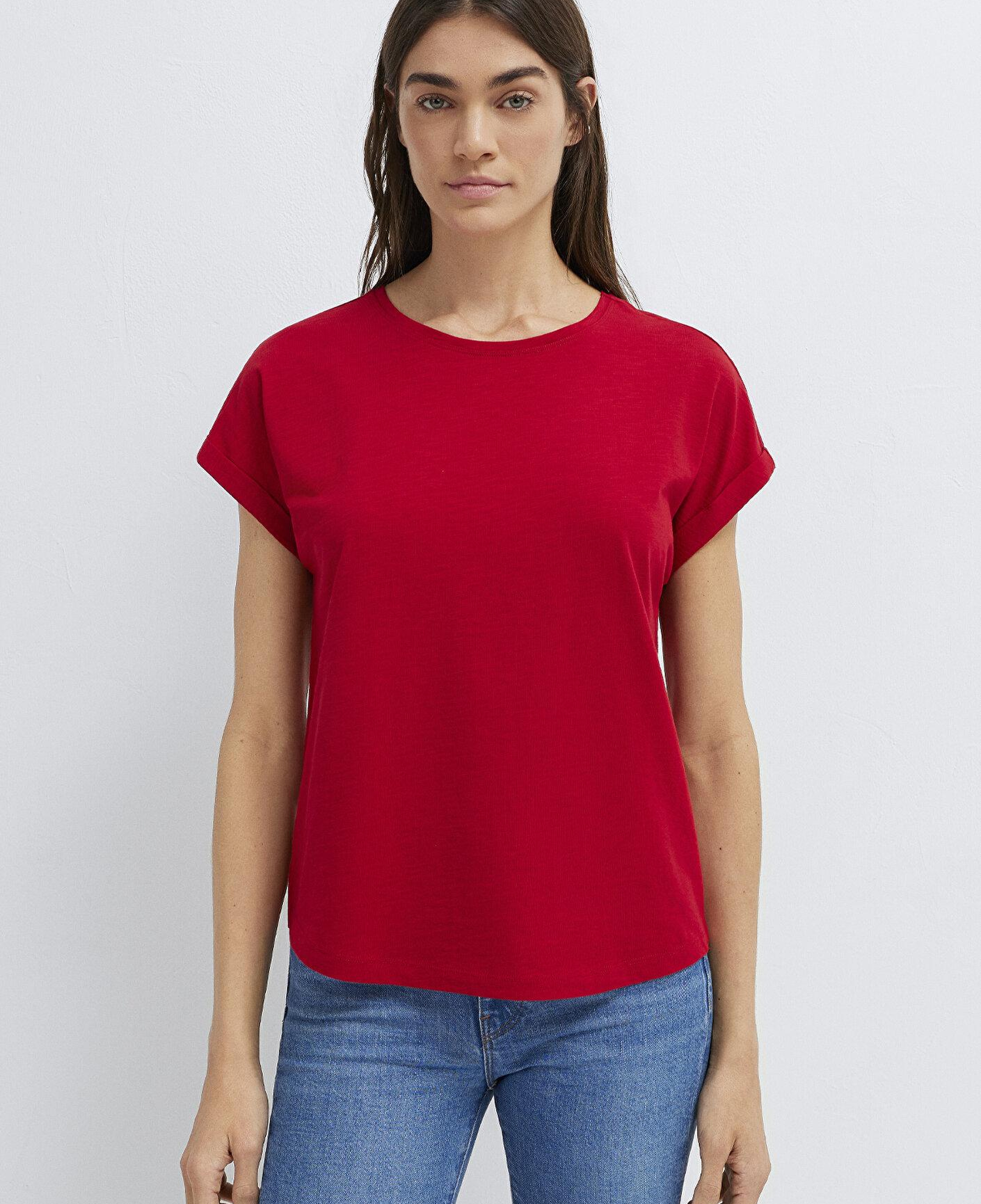 Mavi Bisiklet Yaka Kırmızı Basic Tişört Regular Fit / Normal Kesim 1614177-86417