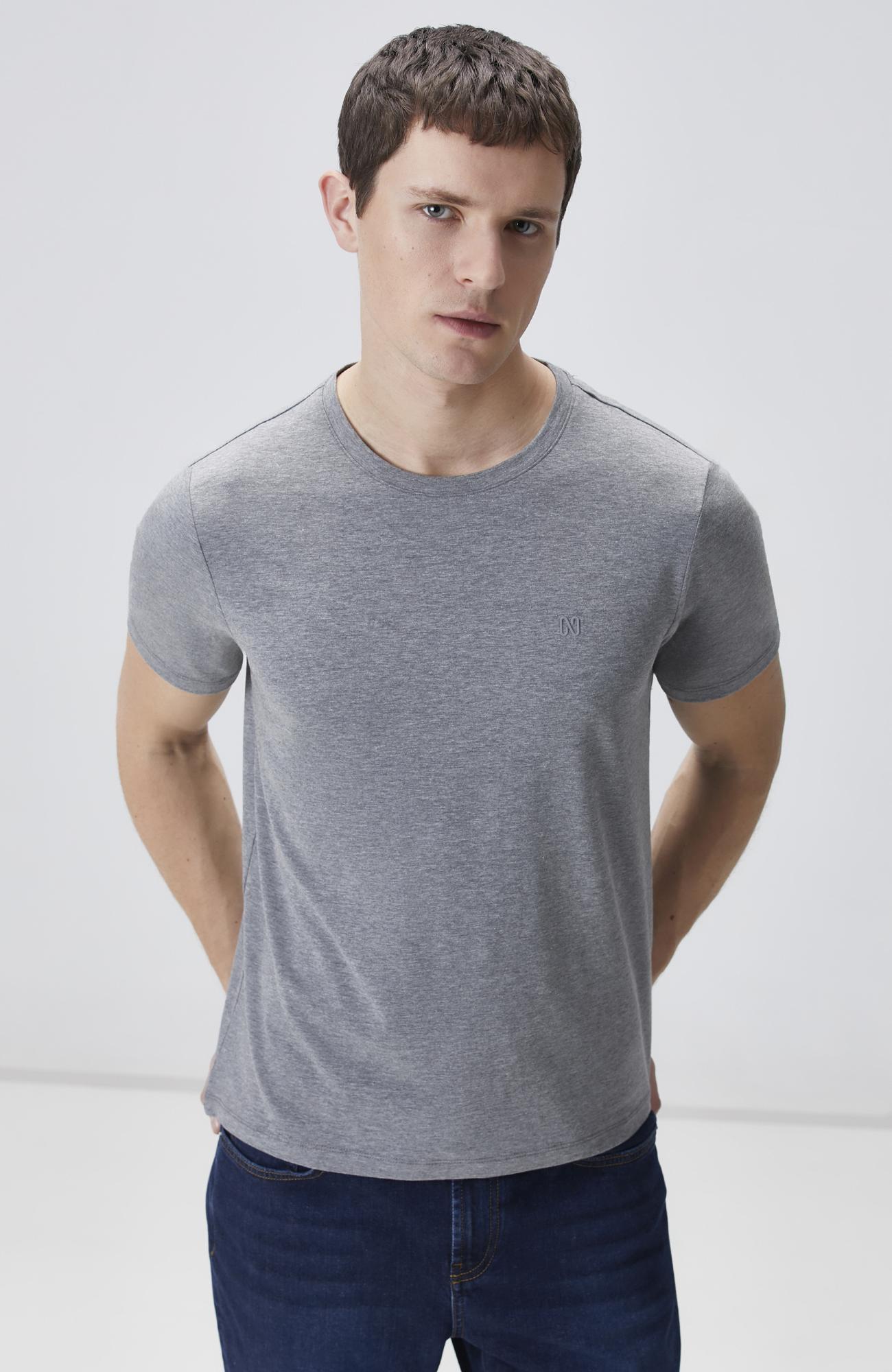 Network Erkek Gri Melanj Basic T-shirt