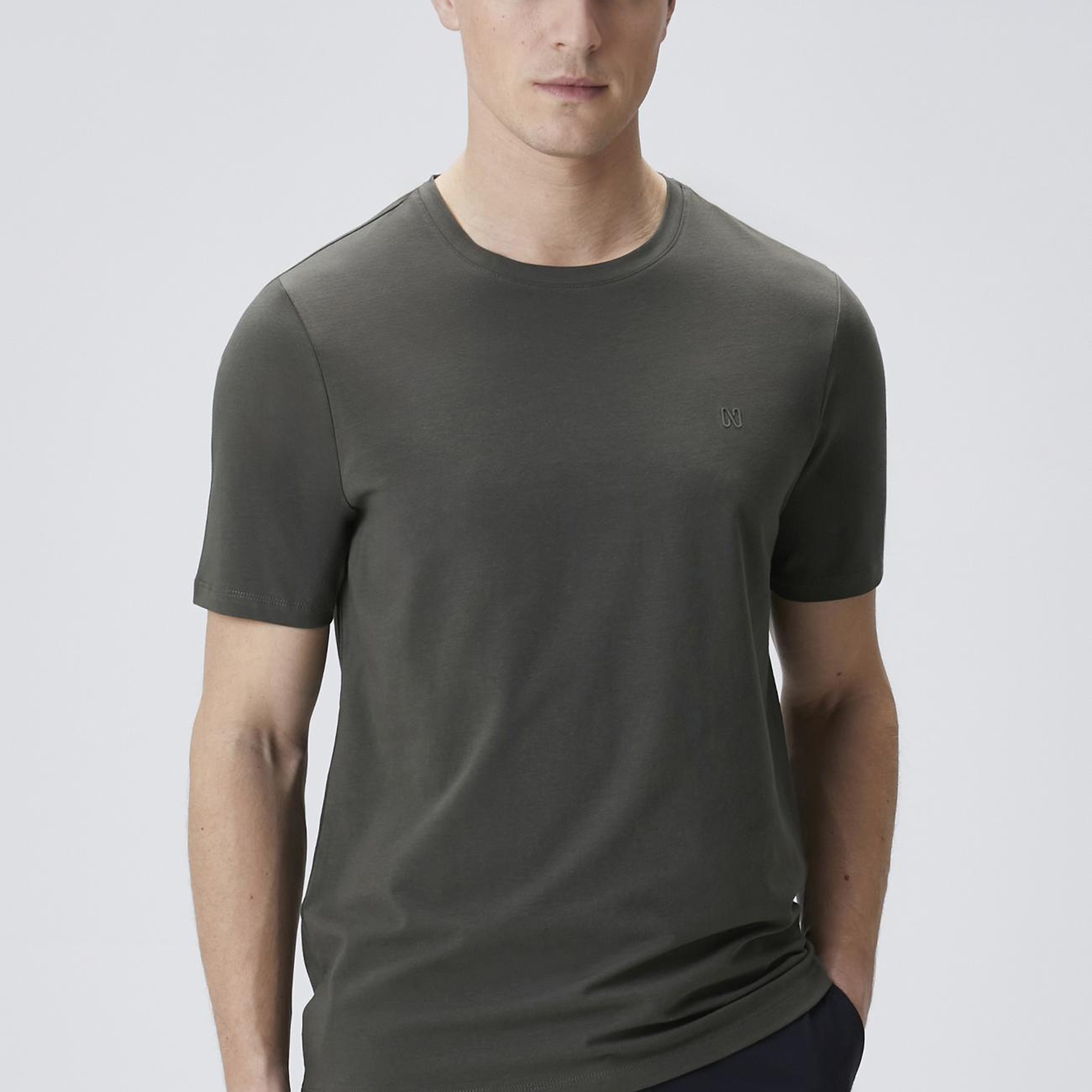 Network Erkek Haki Basic T-shirt