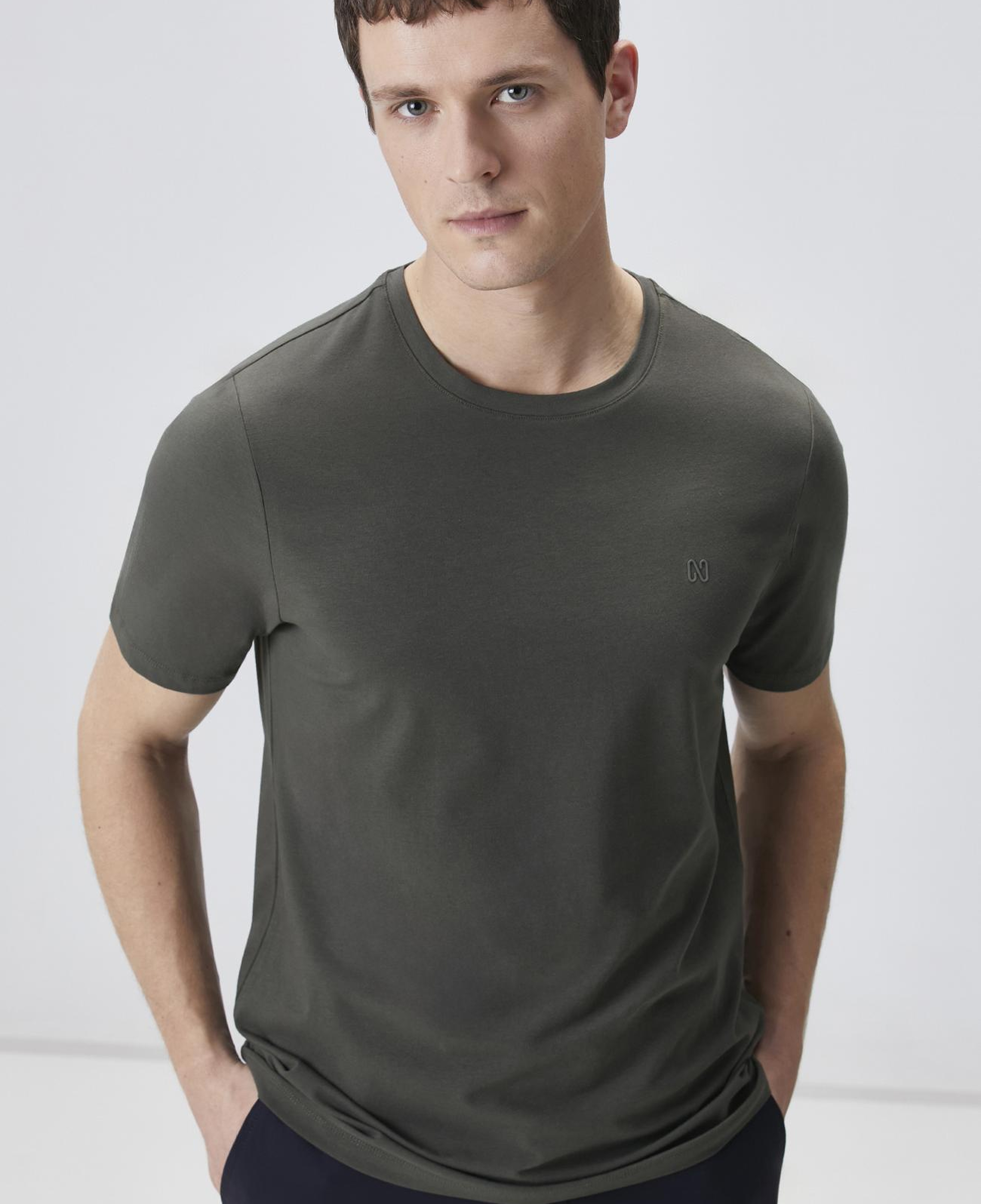 Network Erkek Haki Basic T-shirt