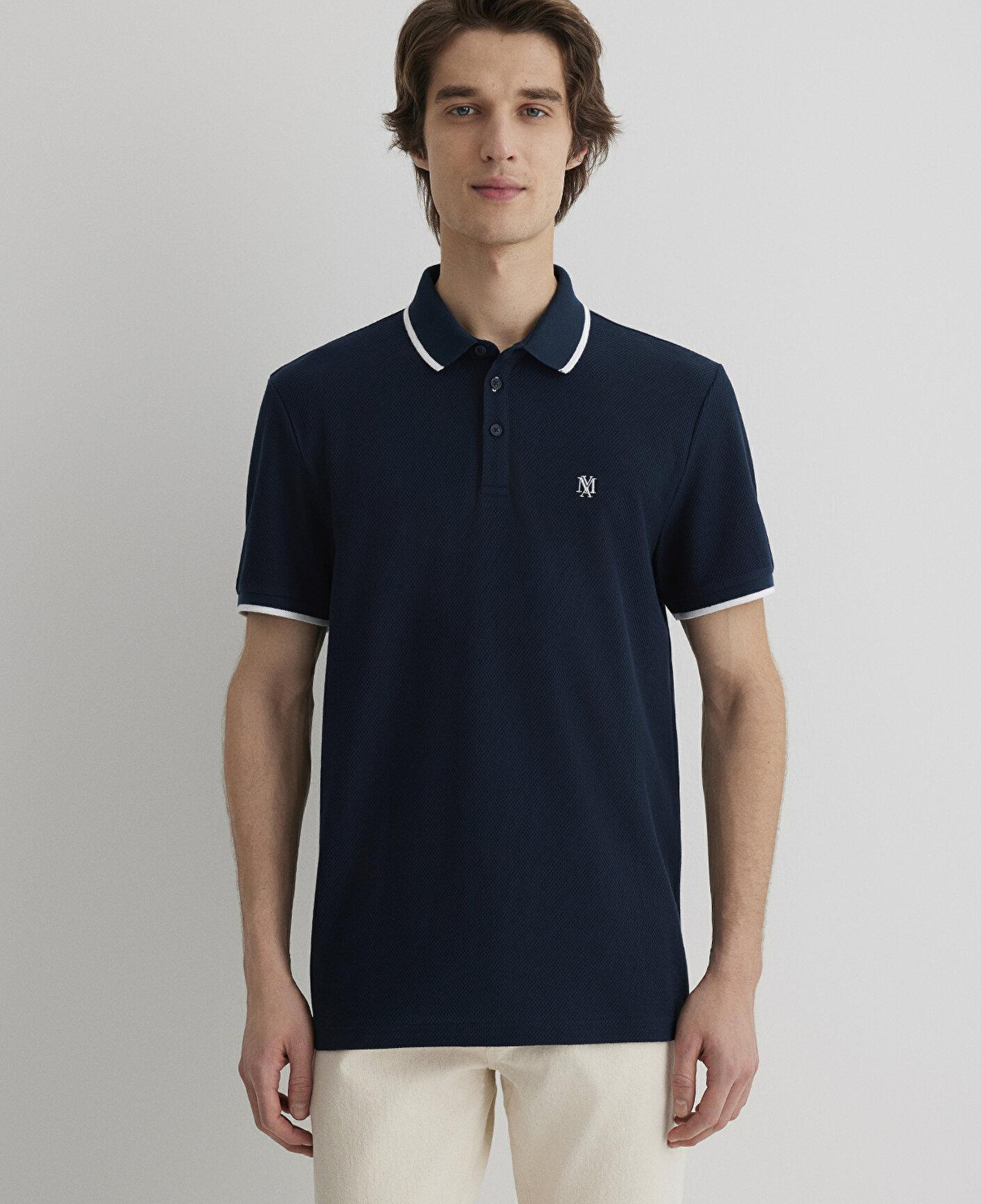 Mavi Şerit Detaylı Lacivert Polo Tişört Slim Fit / Dar Kesim 066039-30651