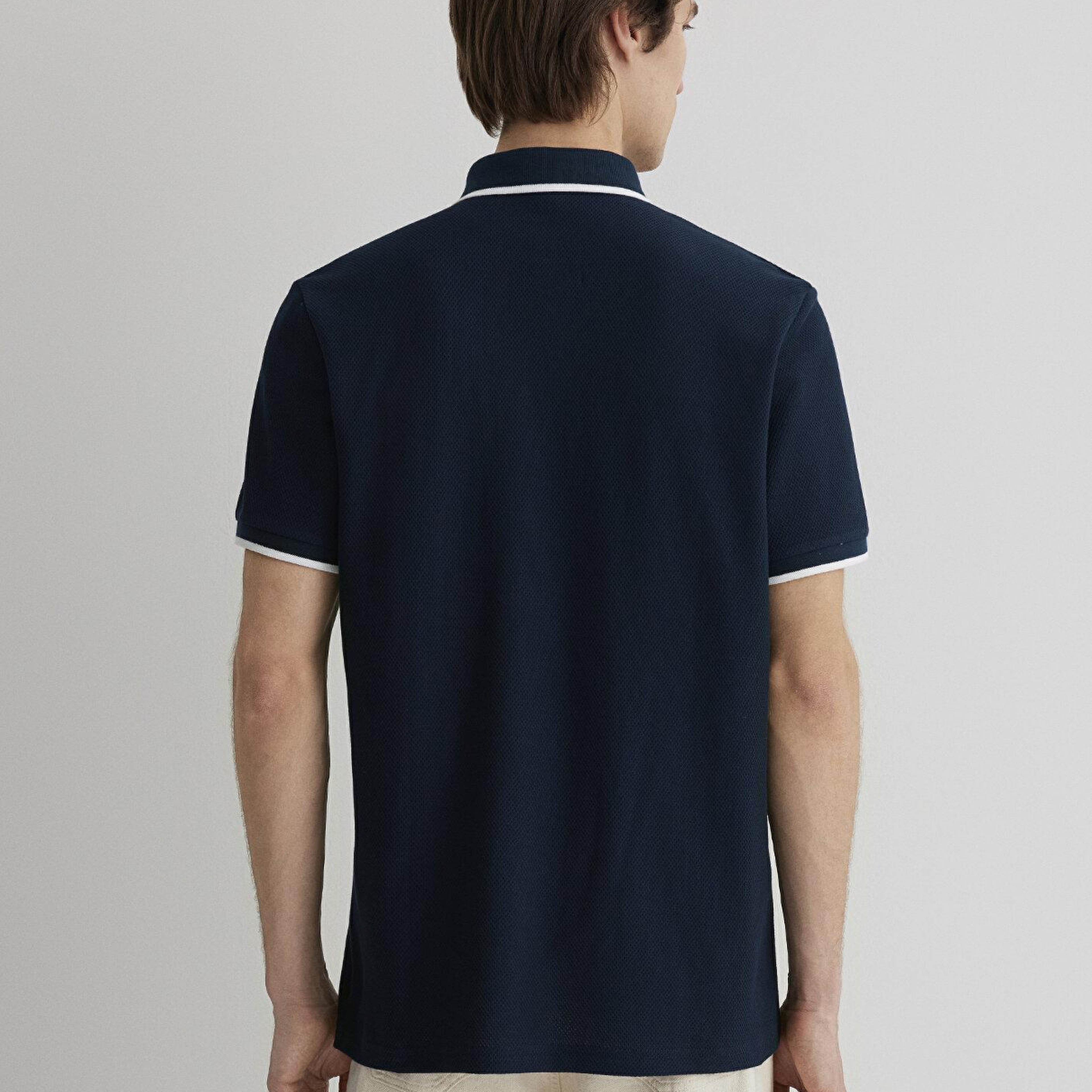 Mavi Şerit Detaylı Lacivert Polo Tişört Slim Fit / Dar Kesim 066039-30651