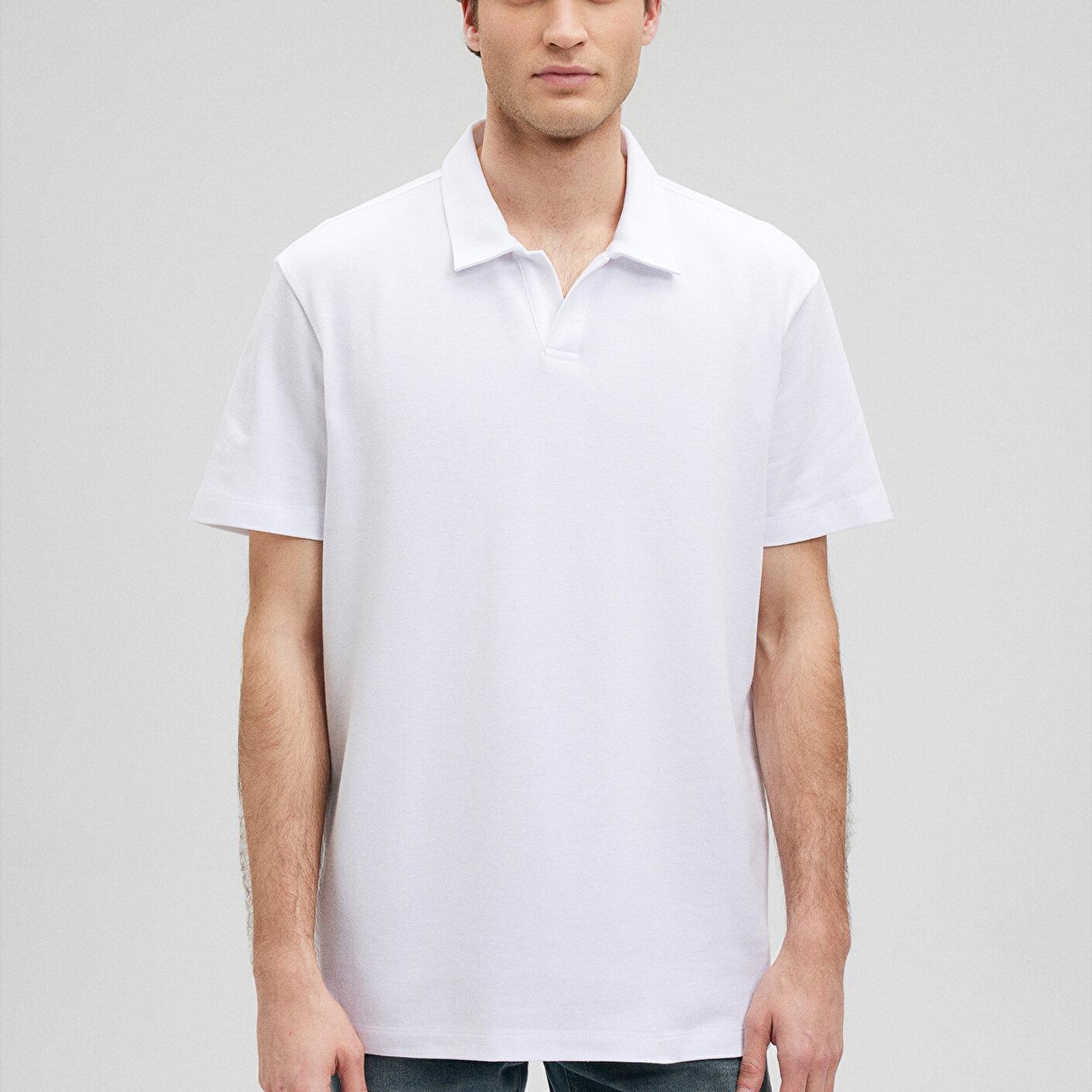 Mavi Beyaz Polo Tişört Loose Fit / Bol Rahat Kesim 0611904-620