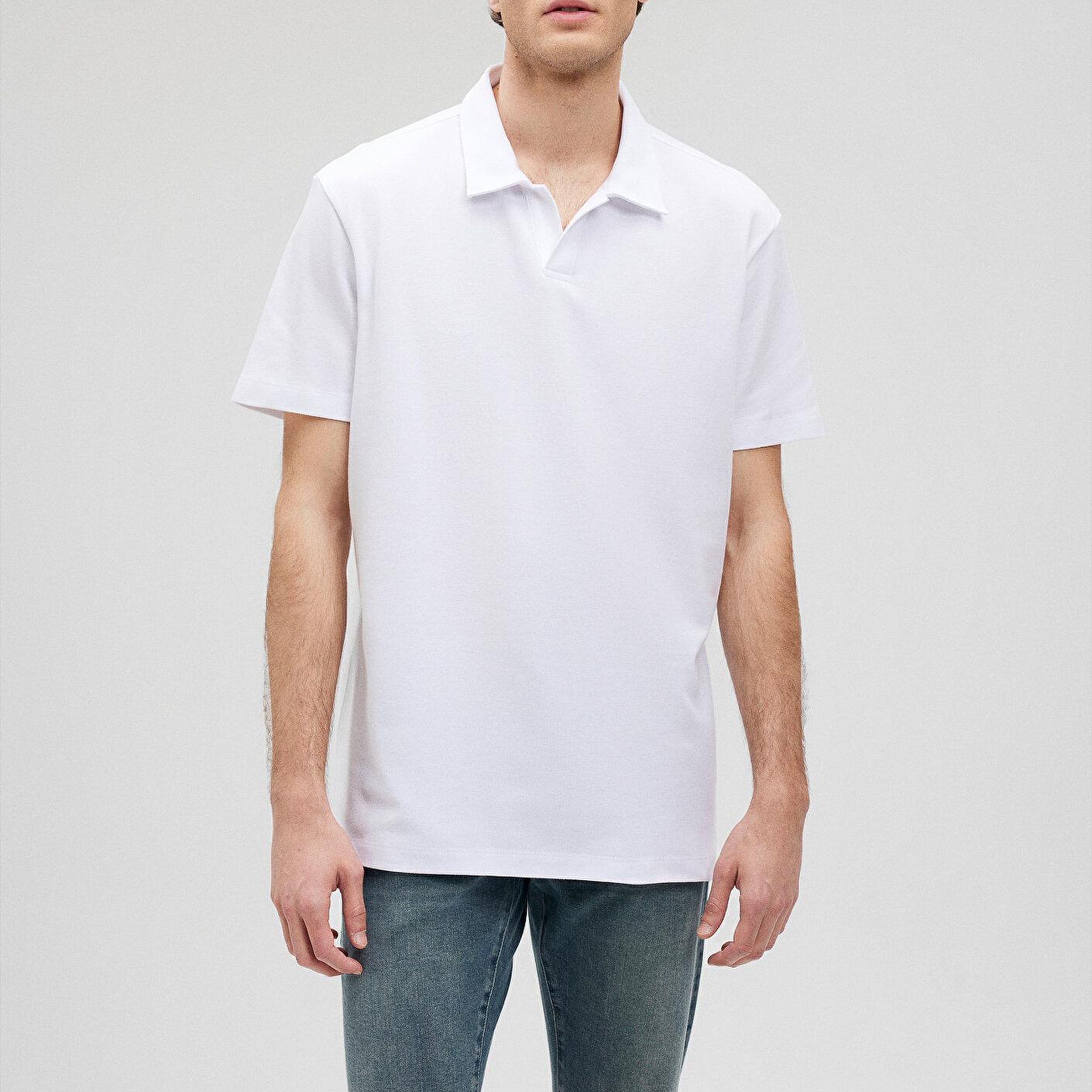 Mavi Beyaz Polo Tişört Loose Fit / Bol Rahat Kesim 0611904-620