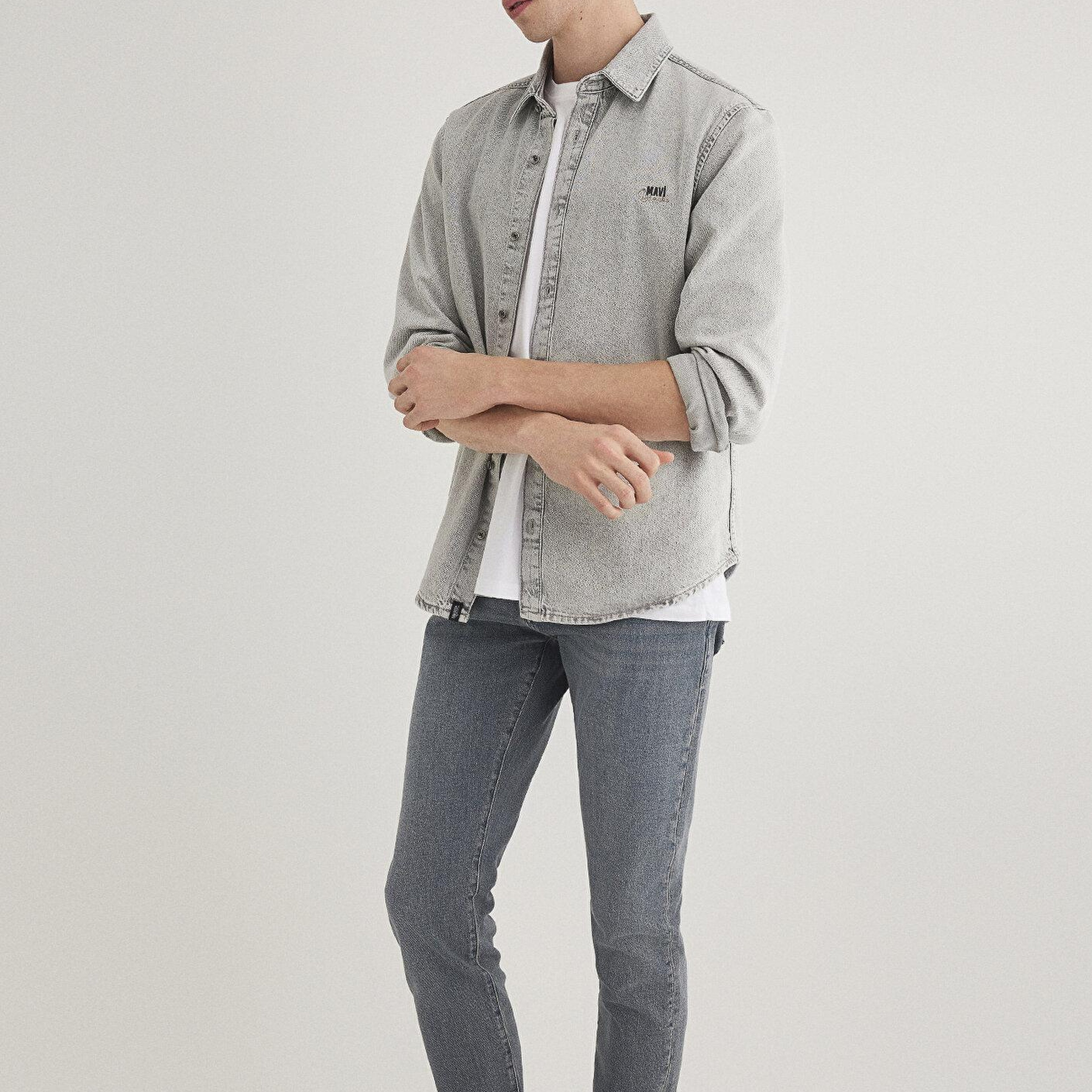 Mavi Roy Lux Black Buz Grisi Jean Gömlek Slim Fit / Dar Kesim 0210496-89295