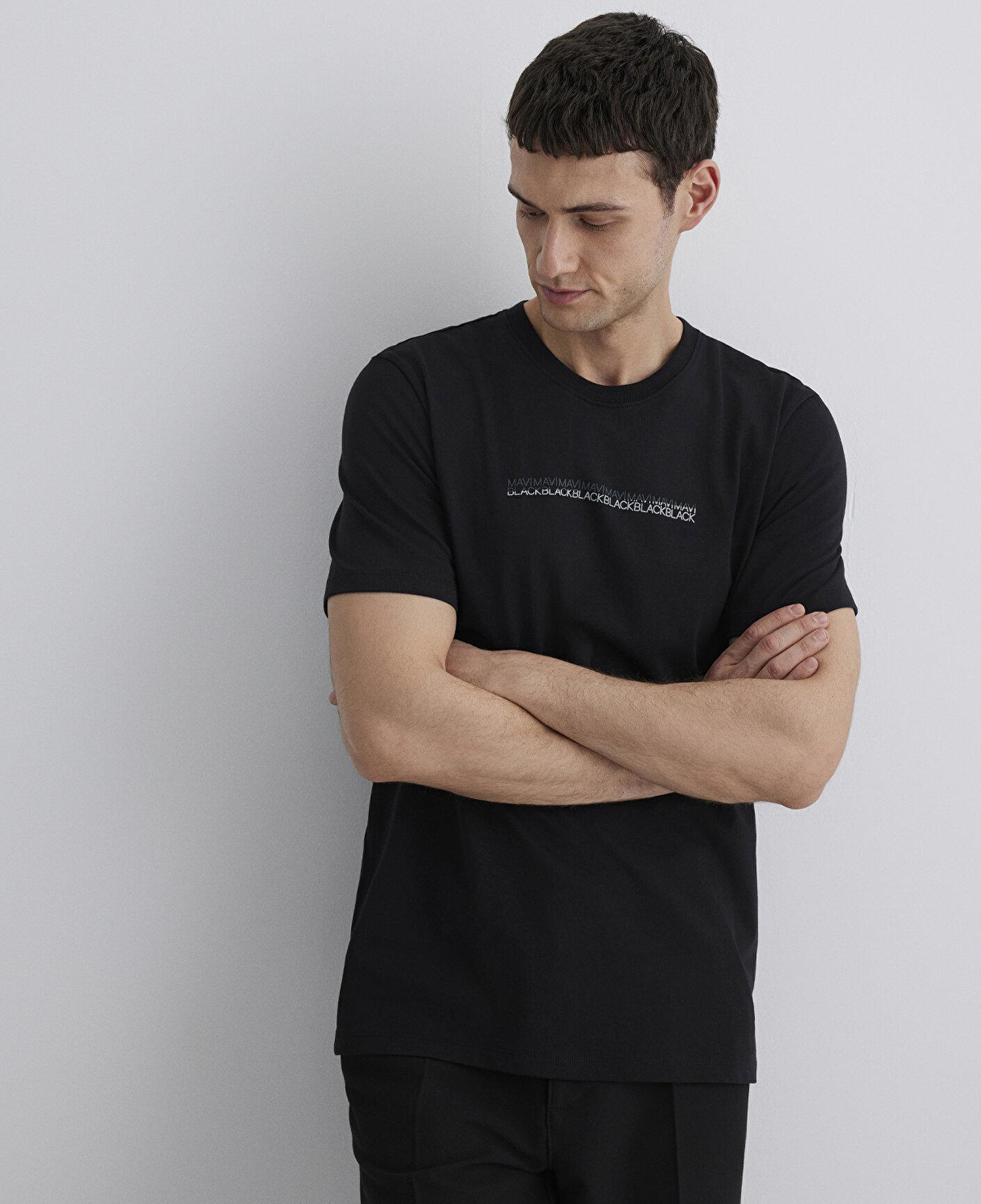 Mavi Mavi Black Baskılı Siyah Tişört Regular Fit / Normal Kesim 0612647-900