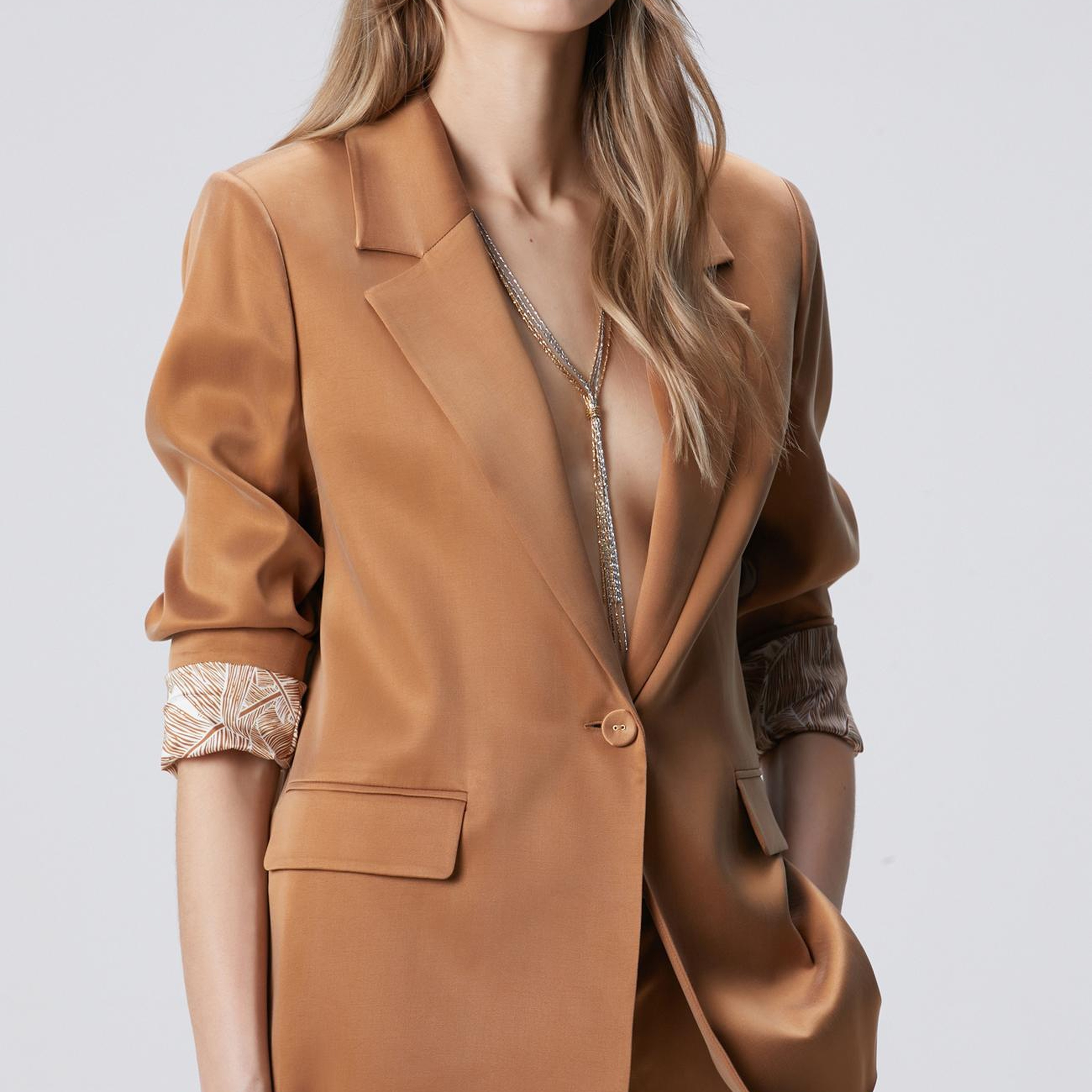 Network Kadın Camel Cupro Blazer Ceket