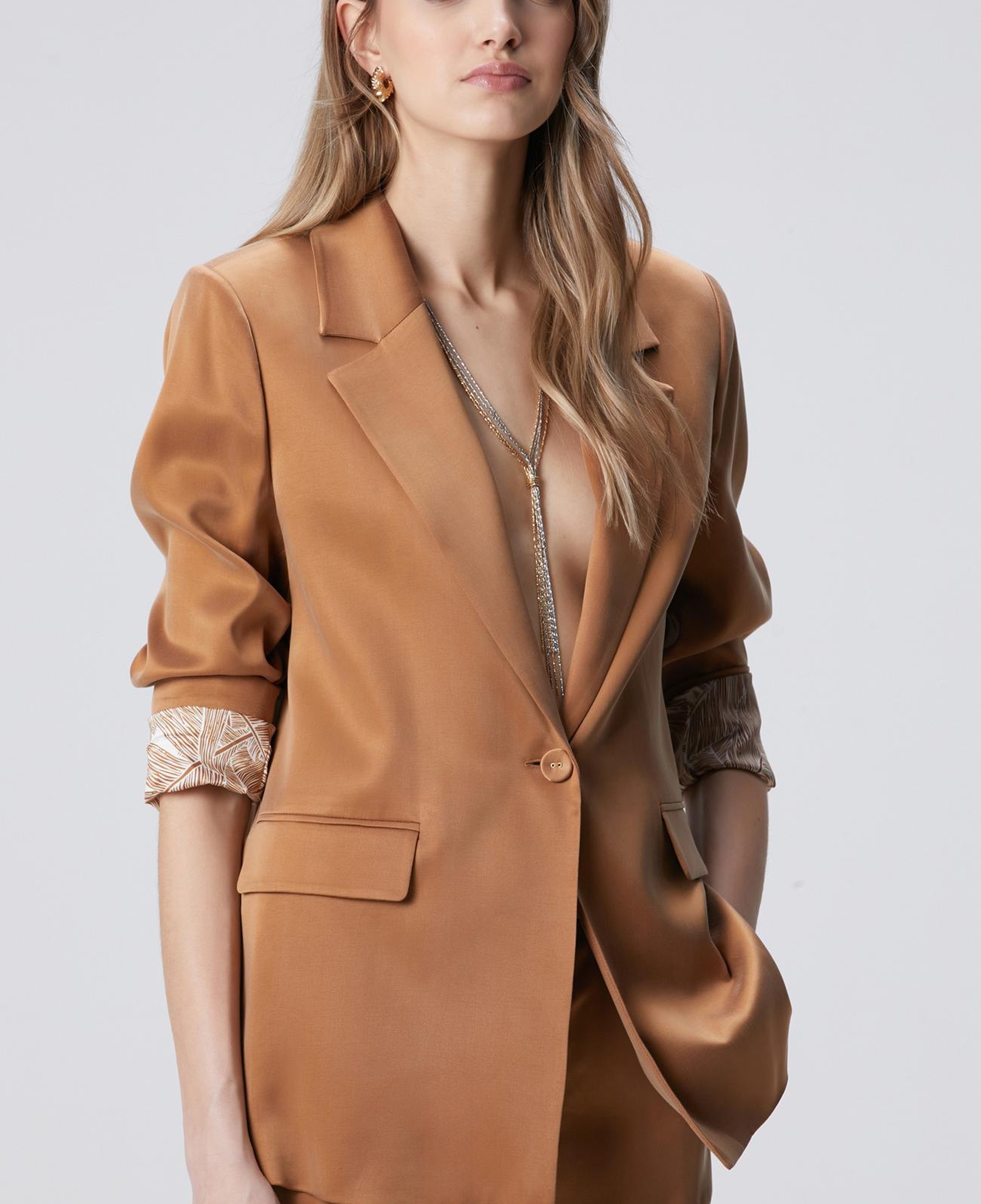 Network Kadın Camel Cupro Blazer Ceket