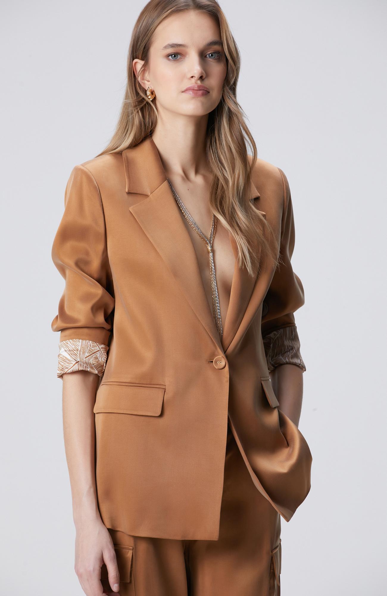Network Kadın Camel Cupro Blazer Ceket