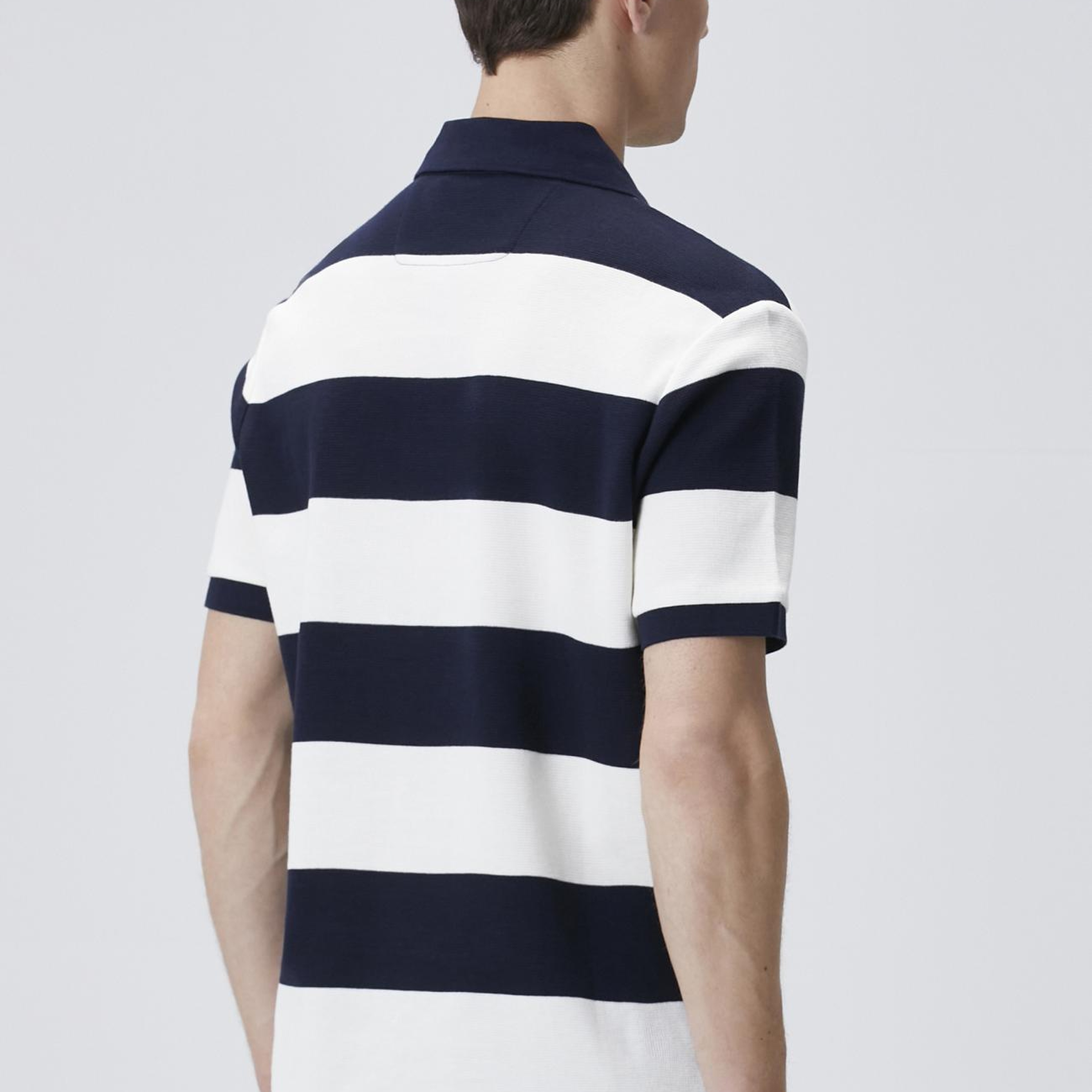 Network Erkek Lacivert Beyaz Çizgili Polo Yaka T-shirt