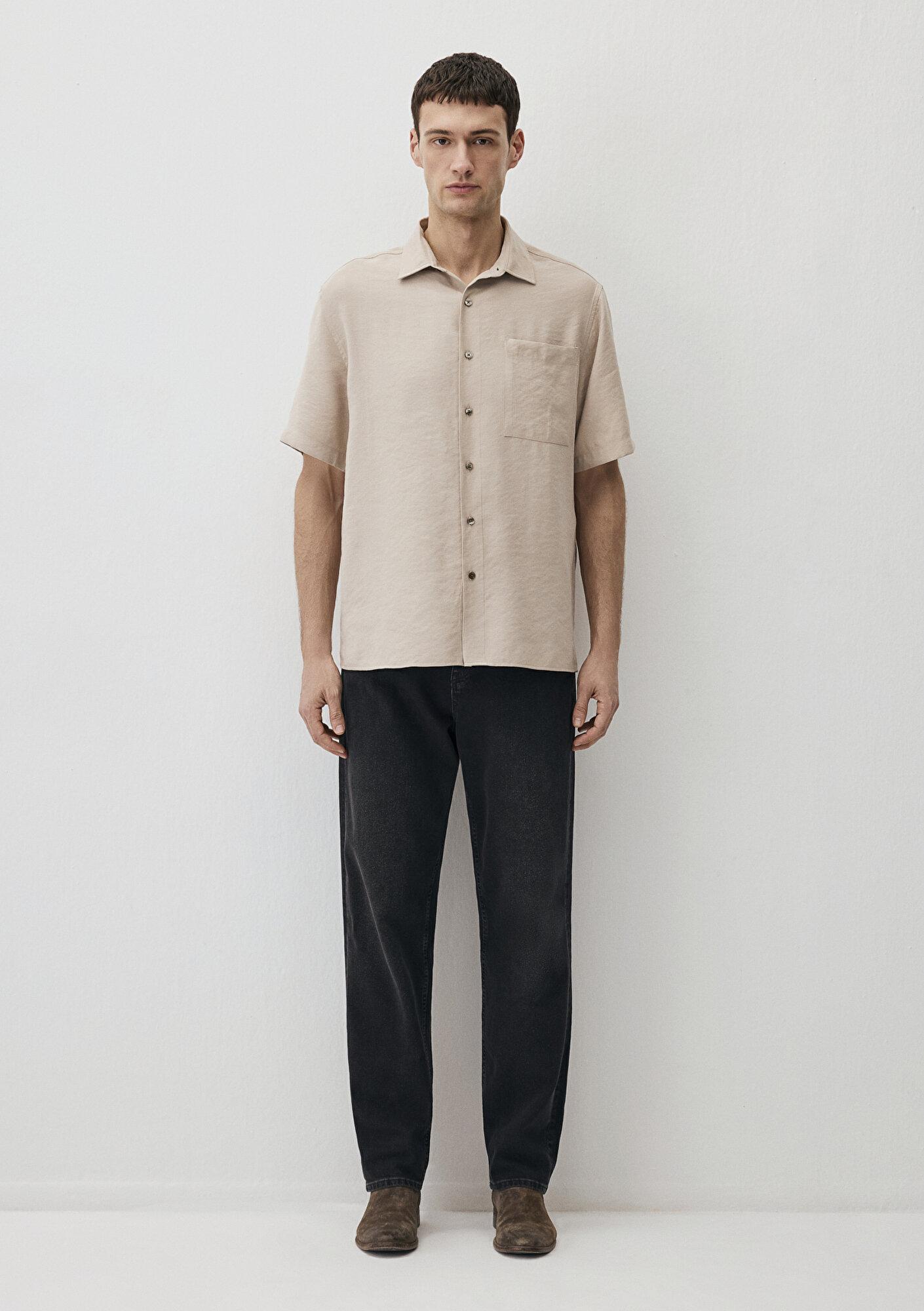 Mavi Kısa Kollu Bej (TENCEL™) Modal Karışımlı Gömlek Regular Fit / Normal Kesim 0211517-82393