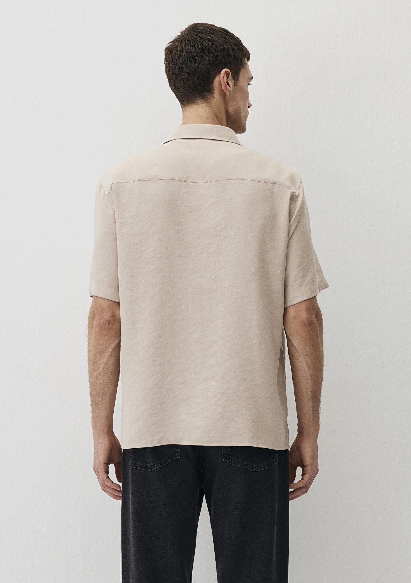 Mavi Kısa Kollu Bej (TENCEL™) Modal Karışımlı Gömlek Regular Fit / Normal Kesim 0211517-82393
