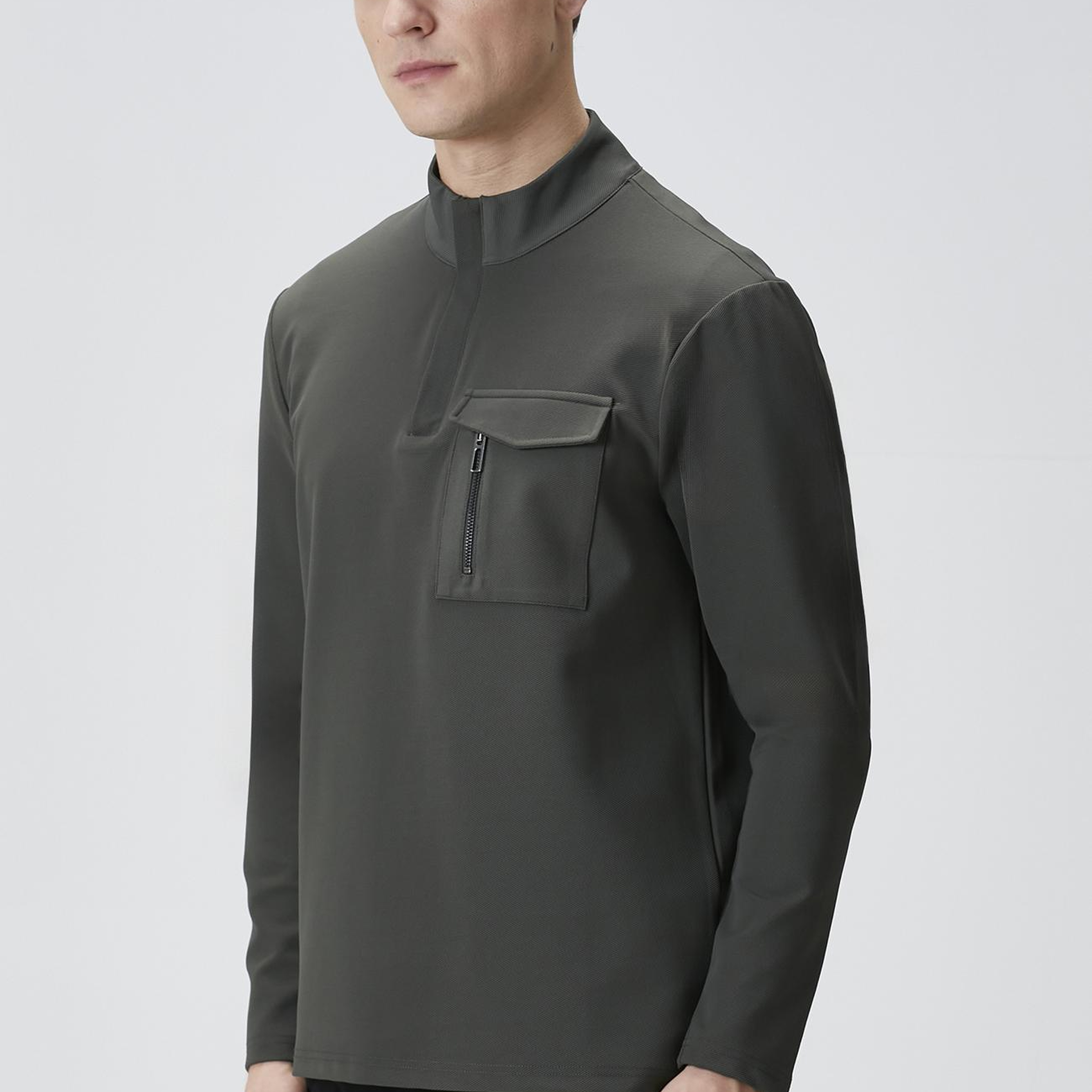Network Erkek N-Tech Haki Göğüs Cep Detaylı Sweatshirt