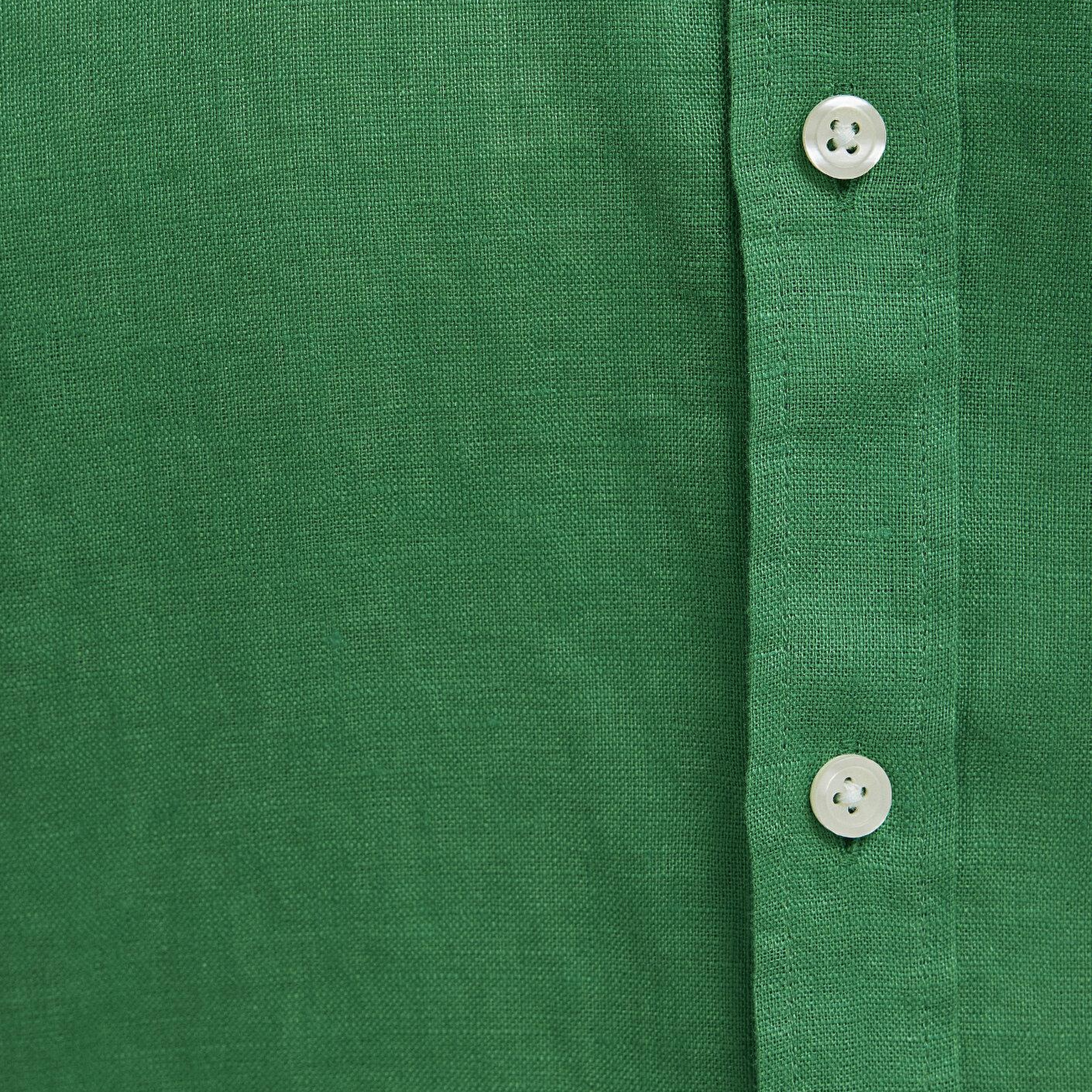 Mavi Yeşil Keten Gömlek Slim Fit / Dar Kesim 0211466-71704