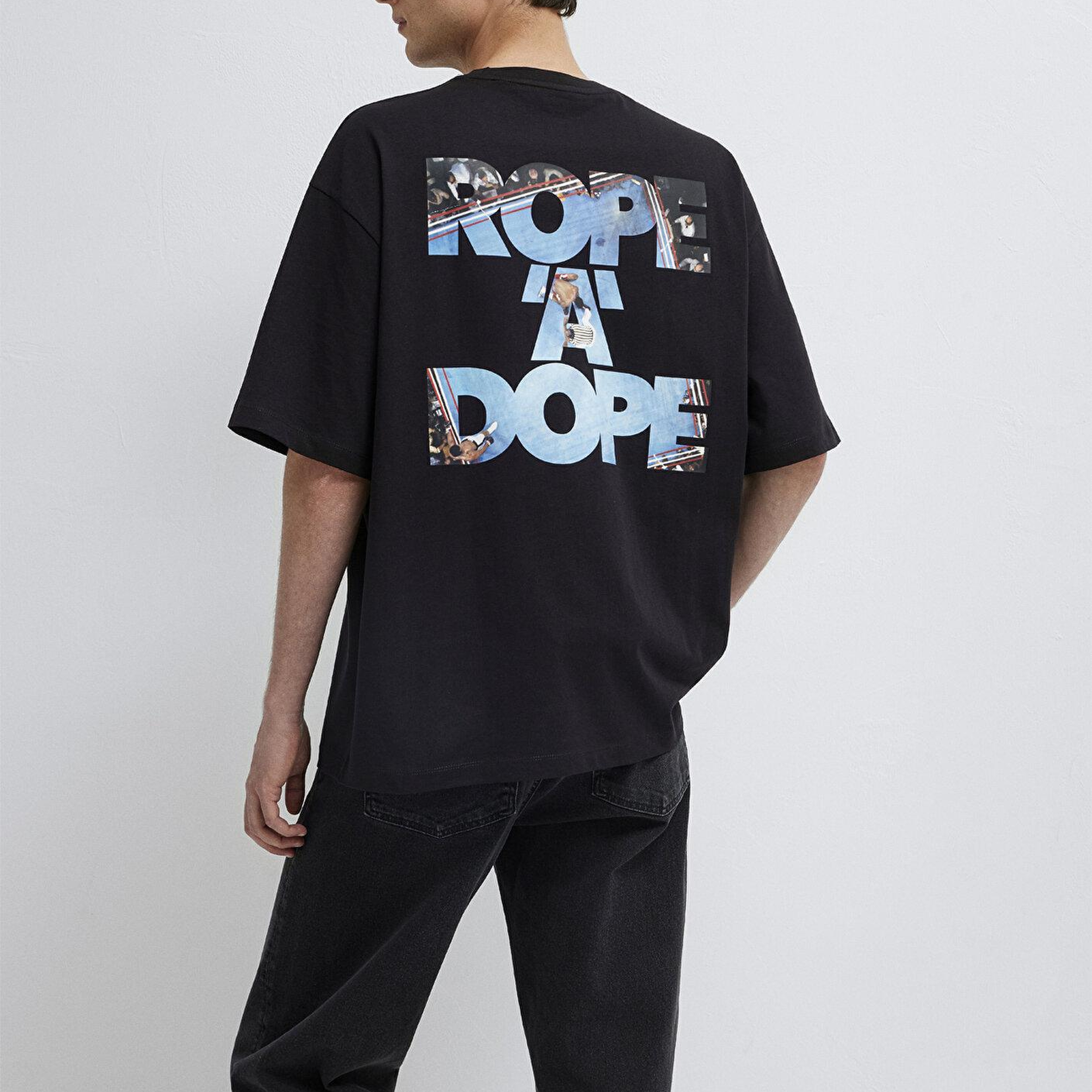 Mavi Rope a Dope Baskılı Siyah Tişört Oversize / Geniş Kesim 0613191-900
