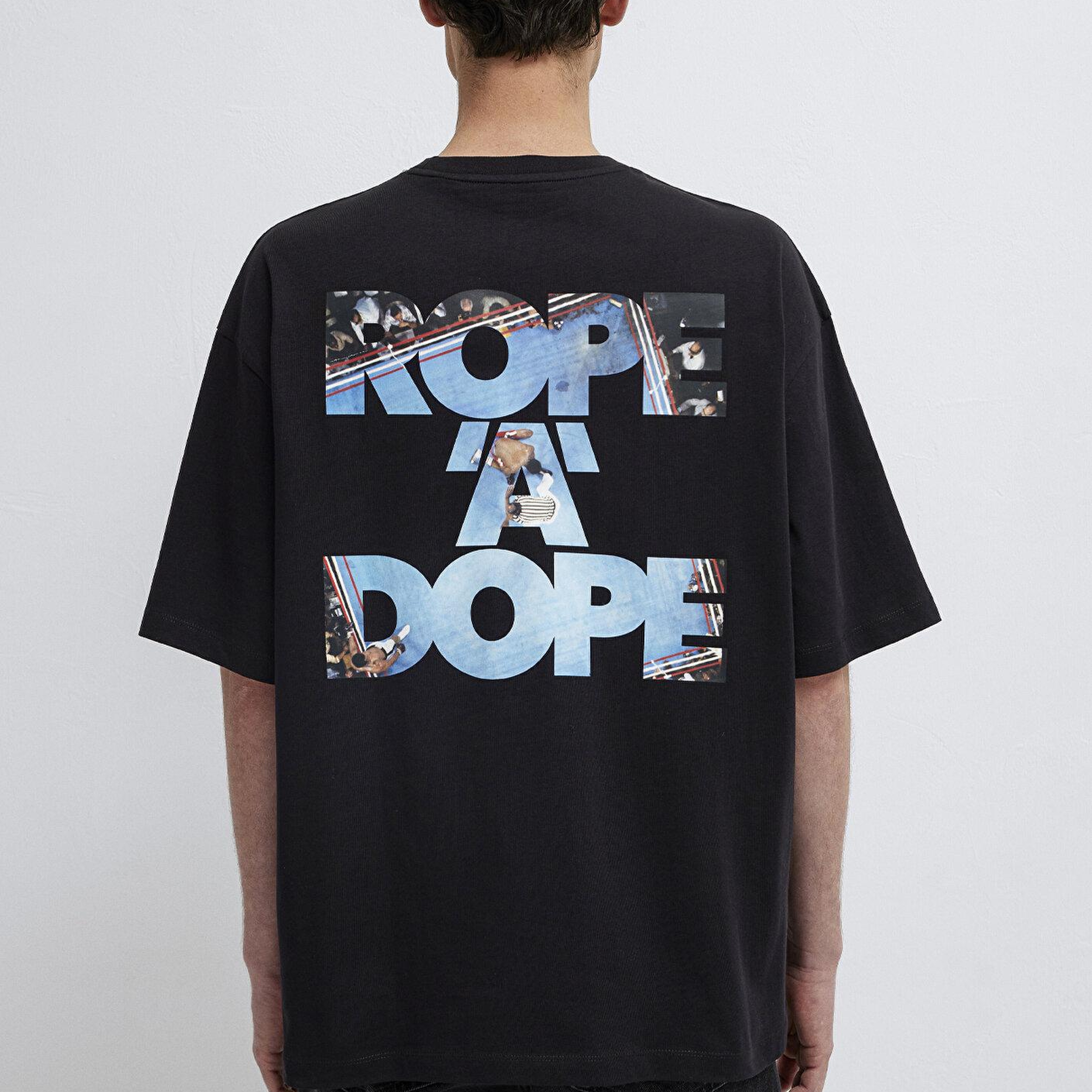 Mavi Rope a Dope Baskılı Siyah Tişört Oversize / Geniş Kesim 0613191-900