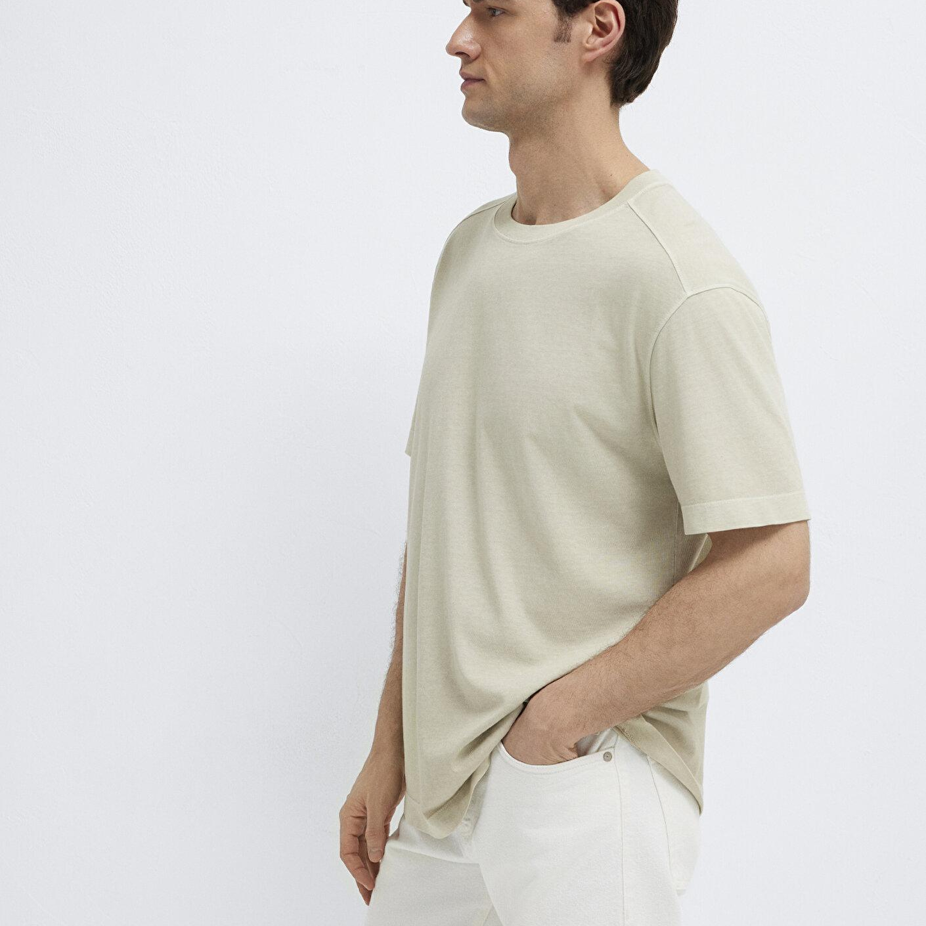 Mavi Kahverengi Basic Tişört Loose Fit / Bol Rahat Kesim 0613312-70322