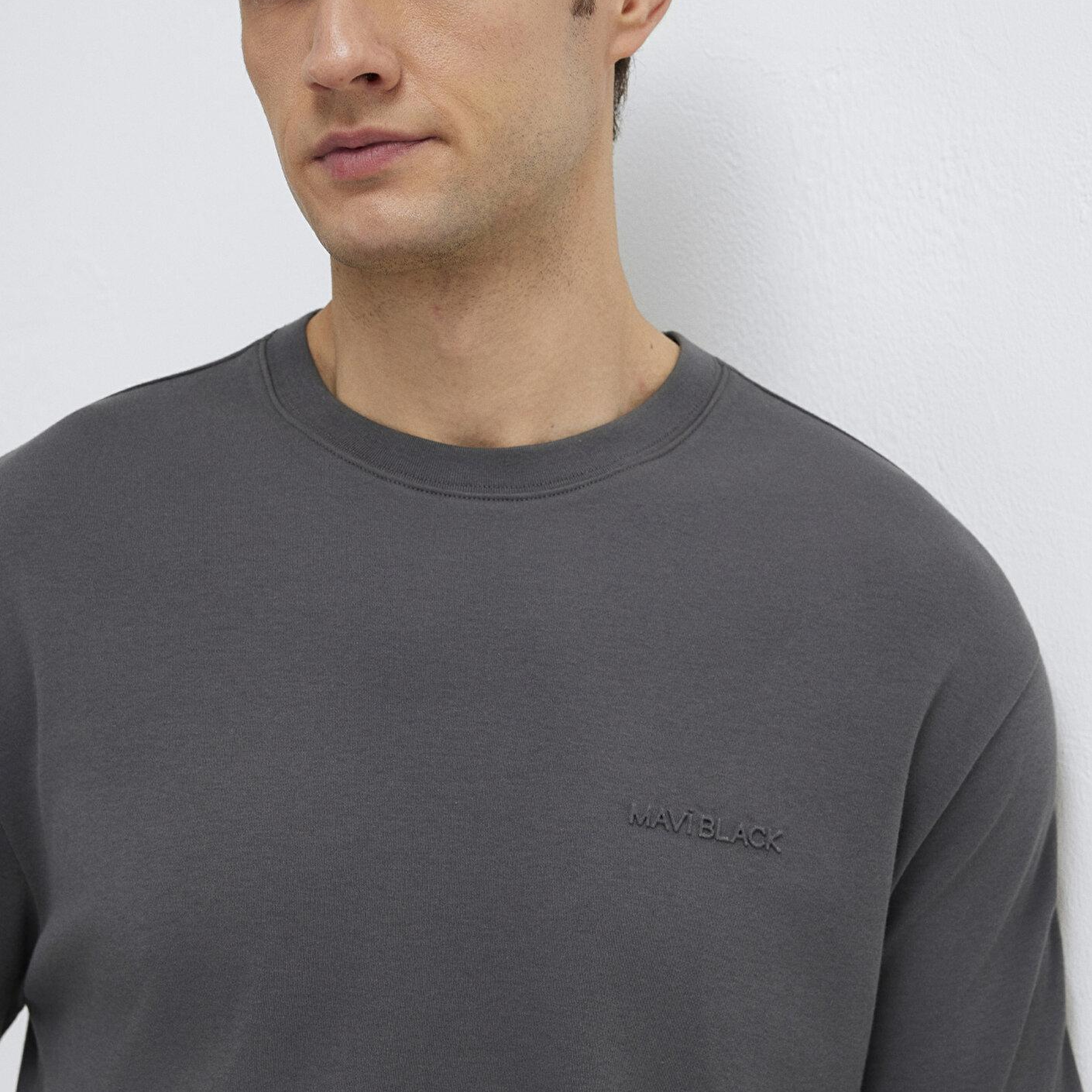 Mavi Mavi Black Antrasit Basic Tişört Loose Fit / Bol Rahat Kesim 0612645-80106