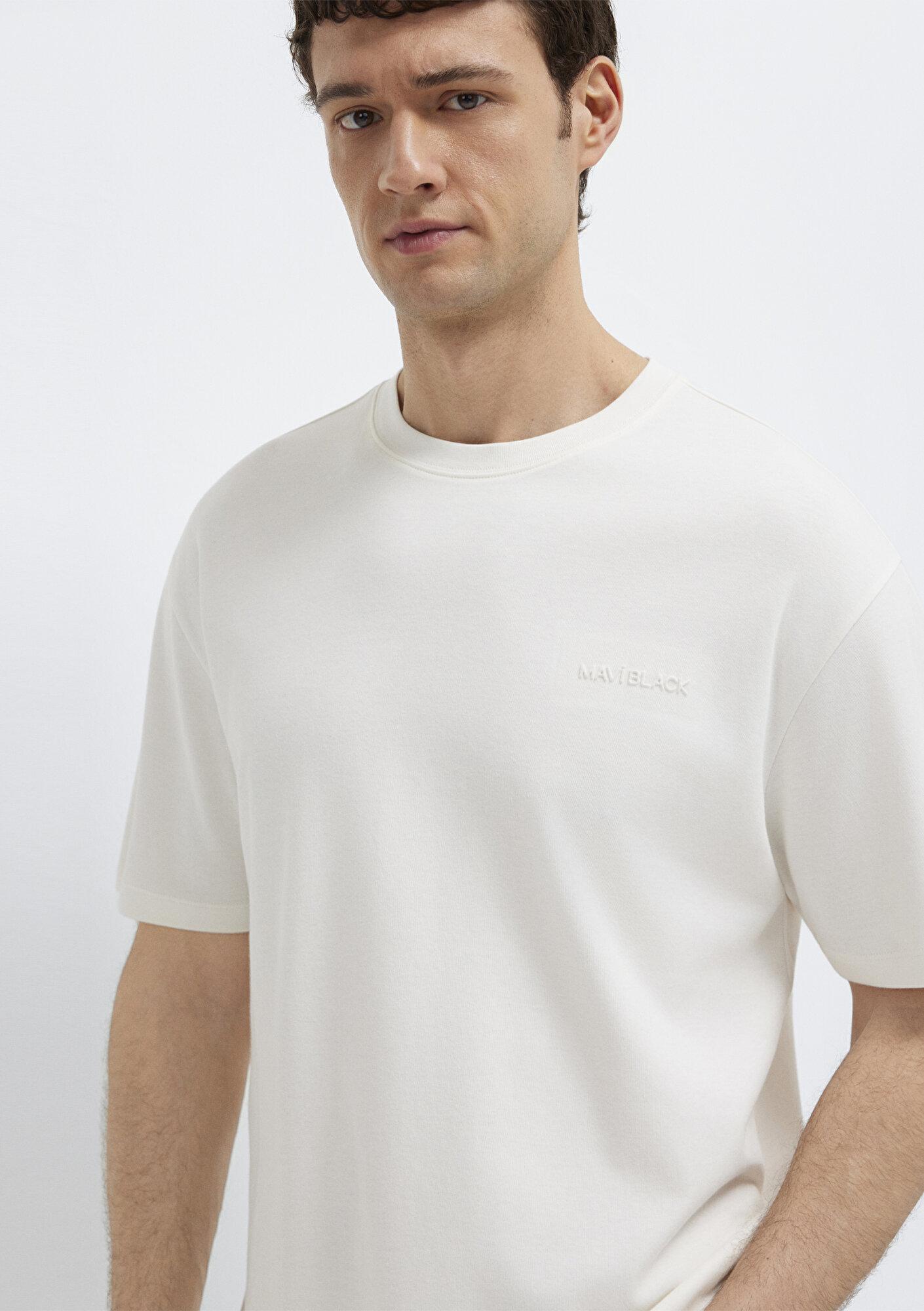 Mavi Mavi Black Ekru Basic Tişört Loose Fit / Bol Rahat Kesim 0612645-70057