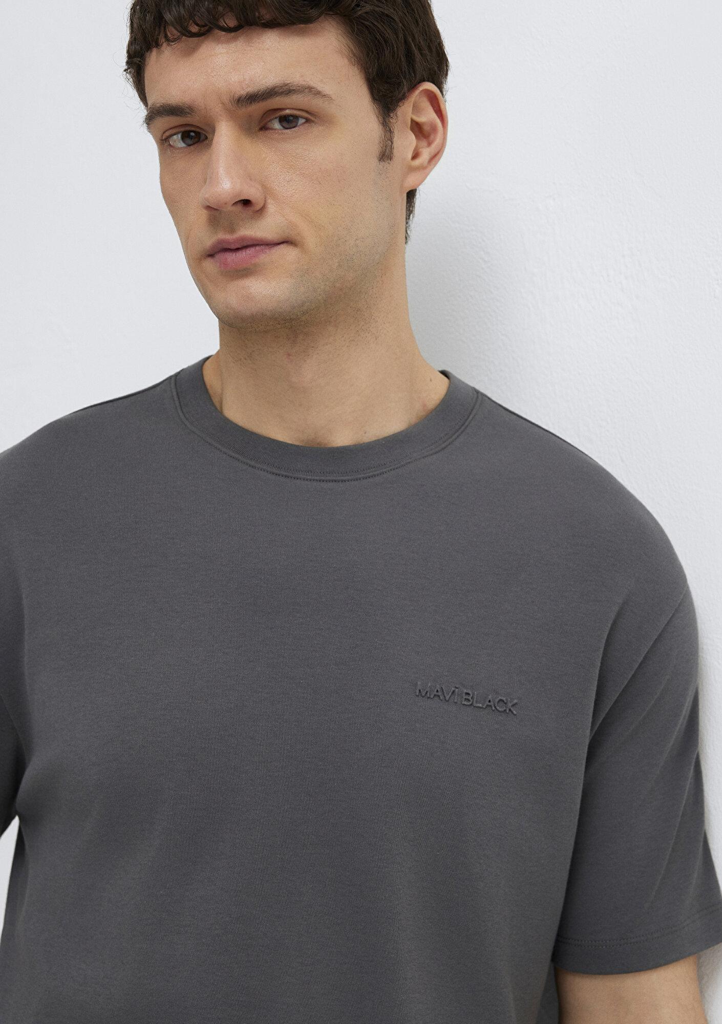Mavi Mavi Black Antrasit Basic Tişört Loose Fit / Bol Rahat Kesim 0612645-80106
