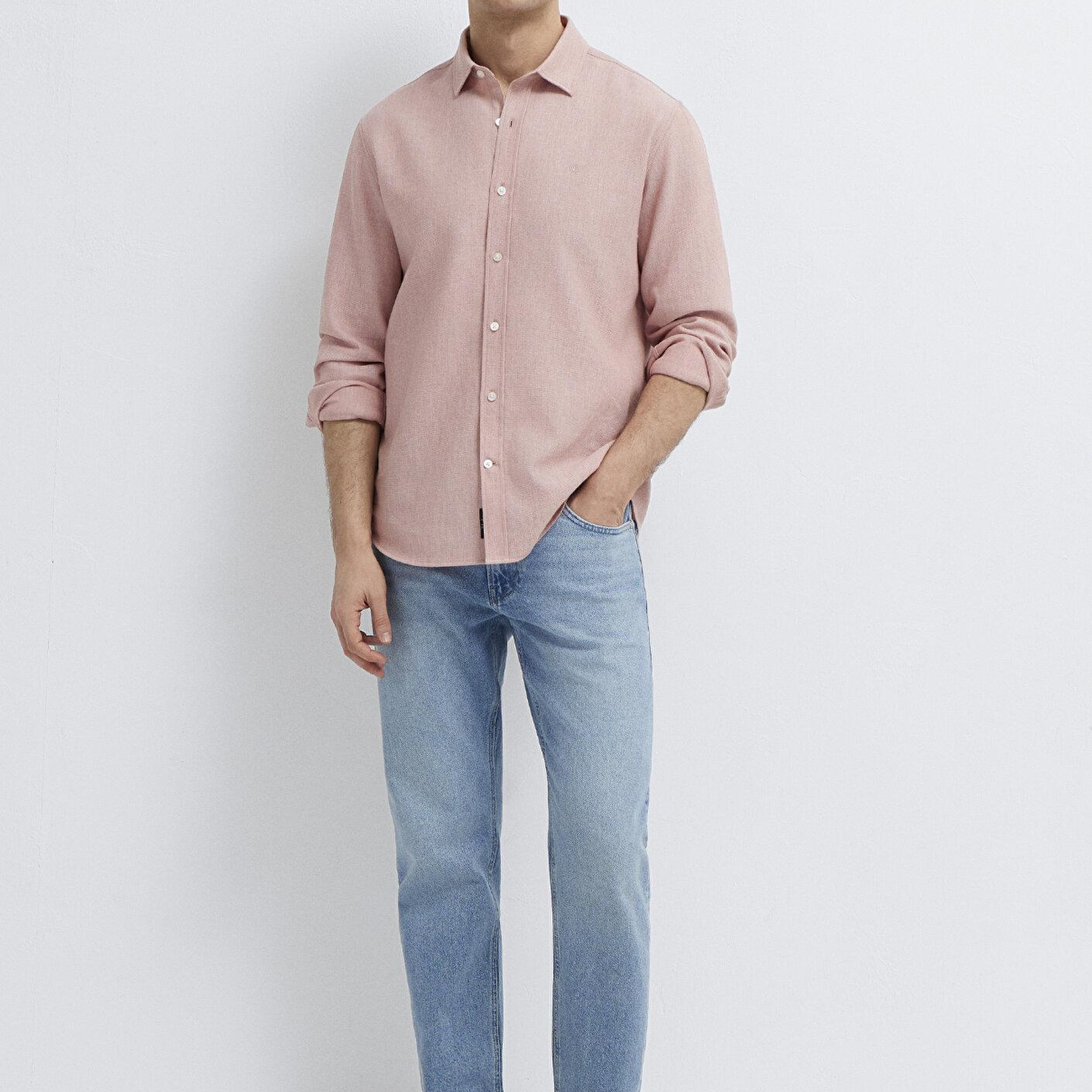 Mavi Pembe Gömlek Slim Fit / Dar Kesim 0211656-71042