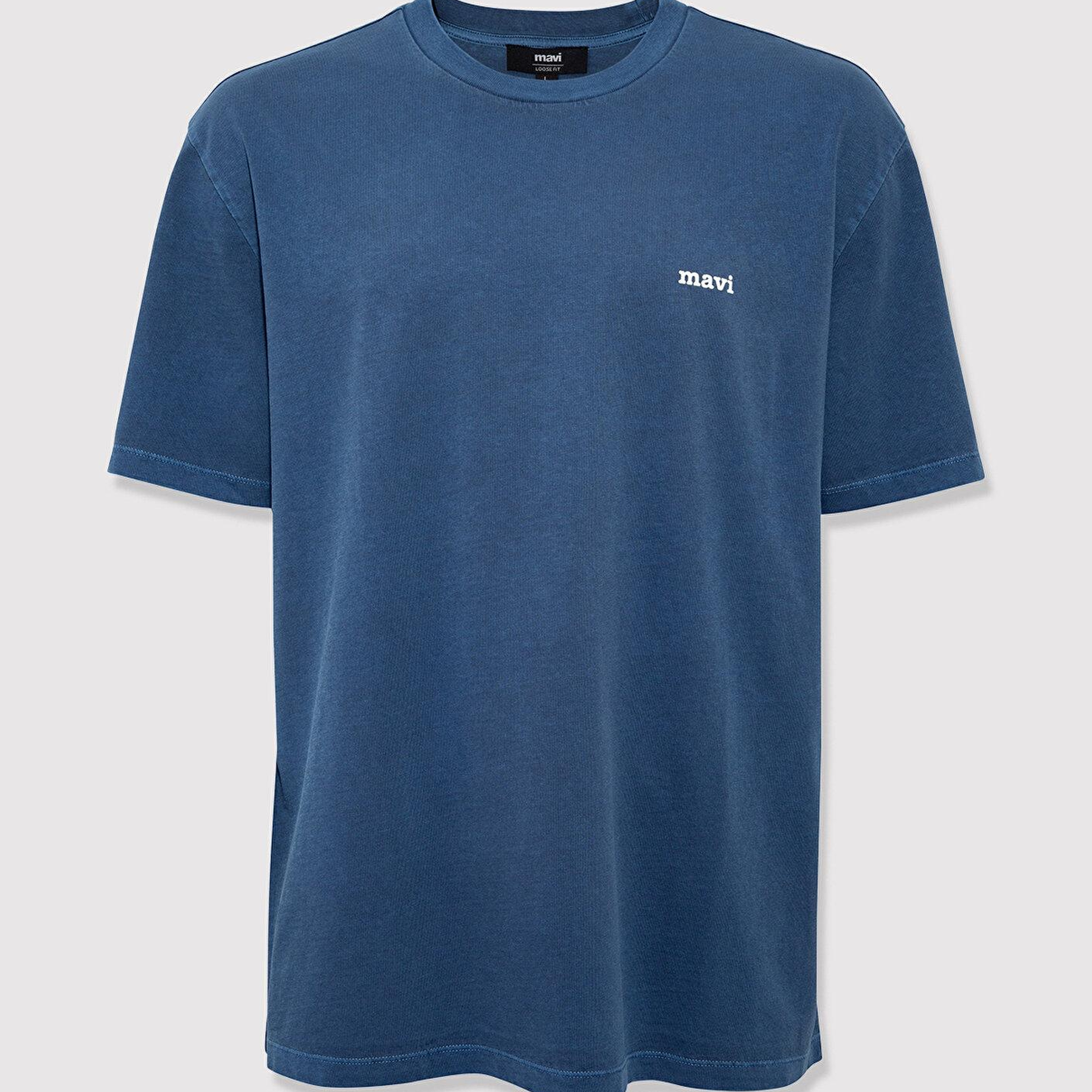 Mavi Mavi Logo Baskılı Lacivert Tişört Loose Fit / Bol Rahat Kesim 0613346-70718