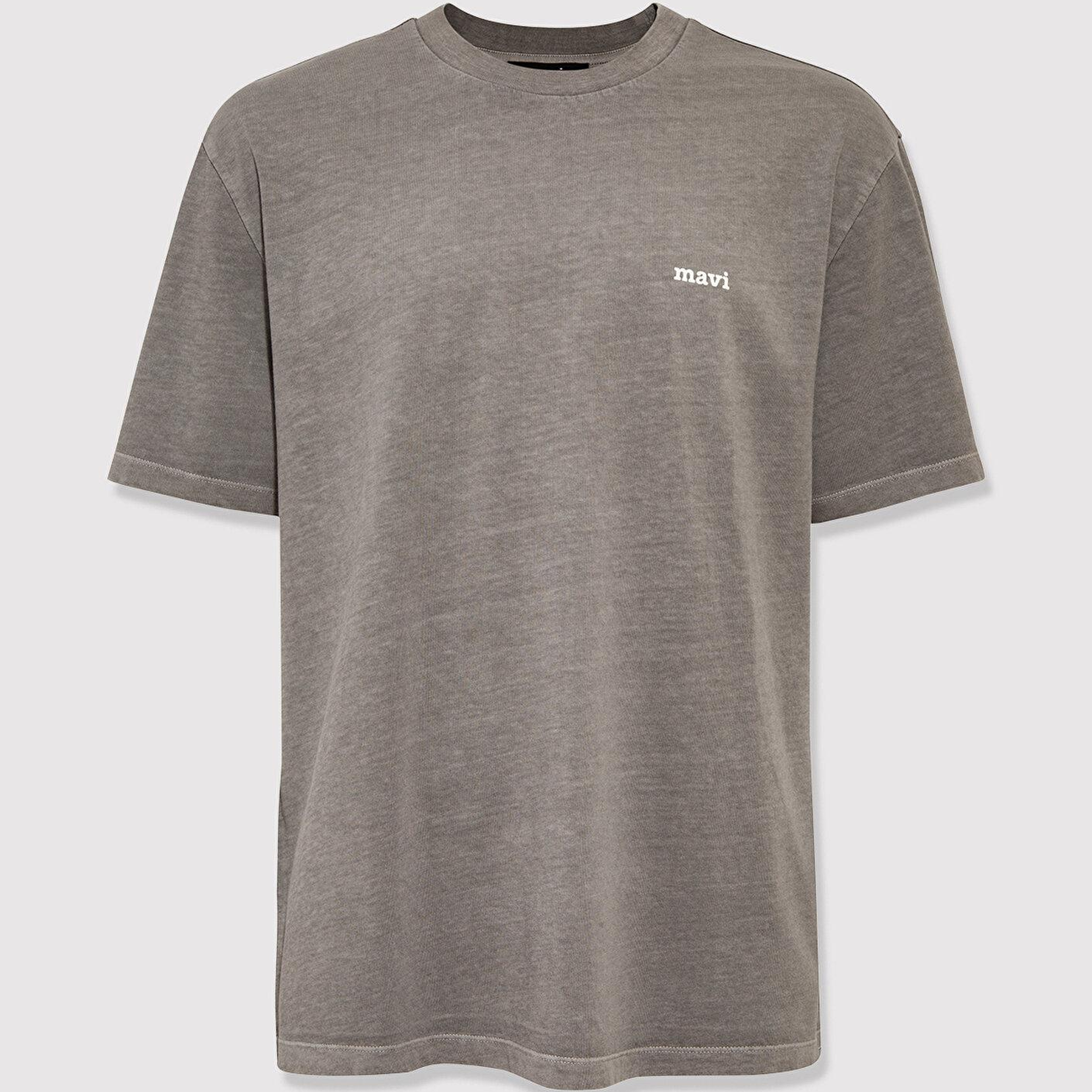 Mavi Mavi Logo Baskılı Gri Tişört Loose Fit / Bol Rahat Kesim 0613346-85309