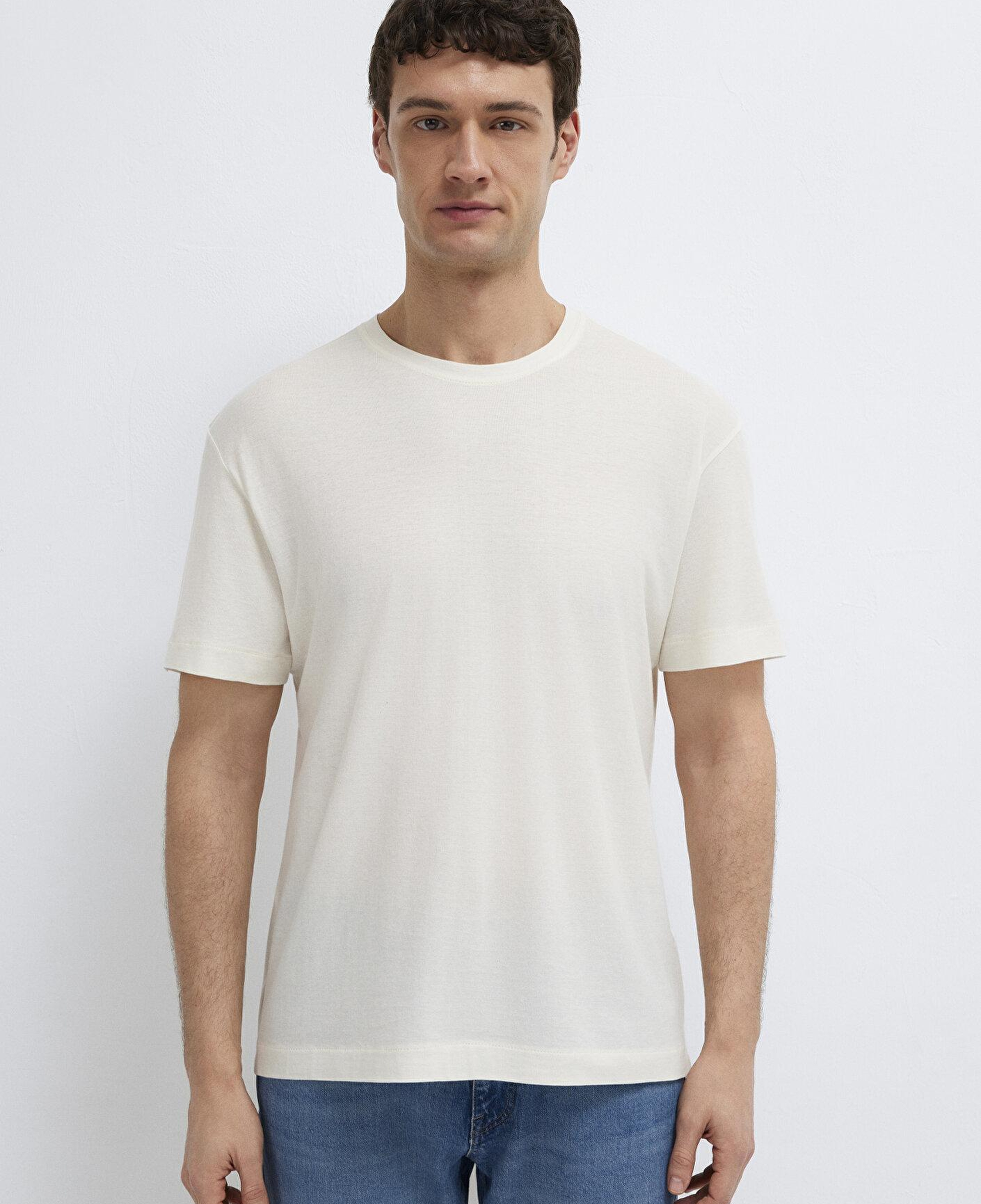 Mavi Ekru Basic Tişört Loose Fit / Bol Rahat Kesim 0613338-80194