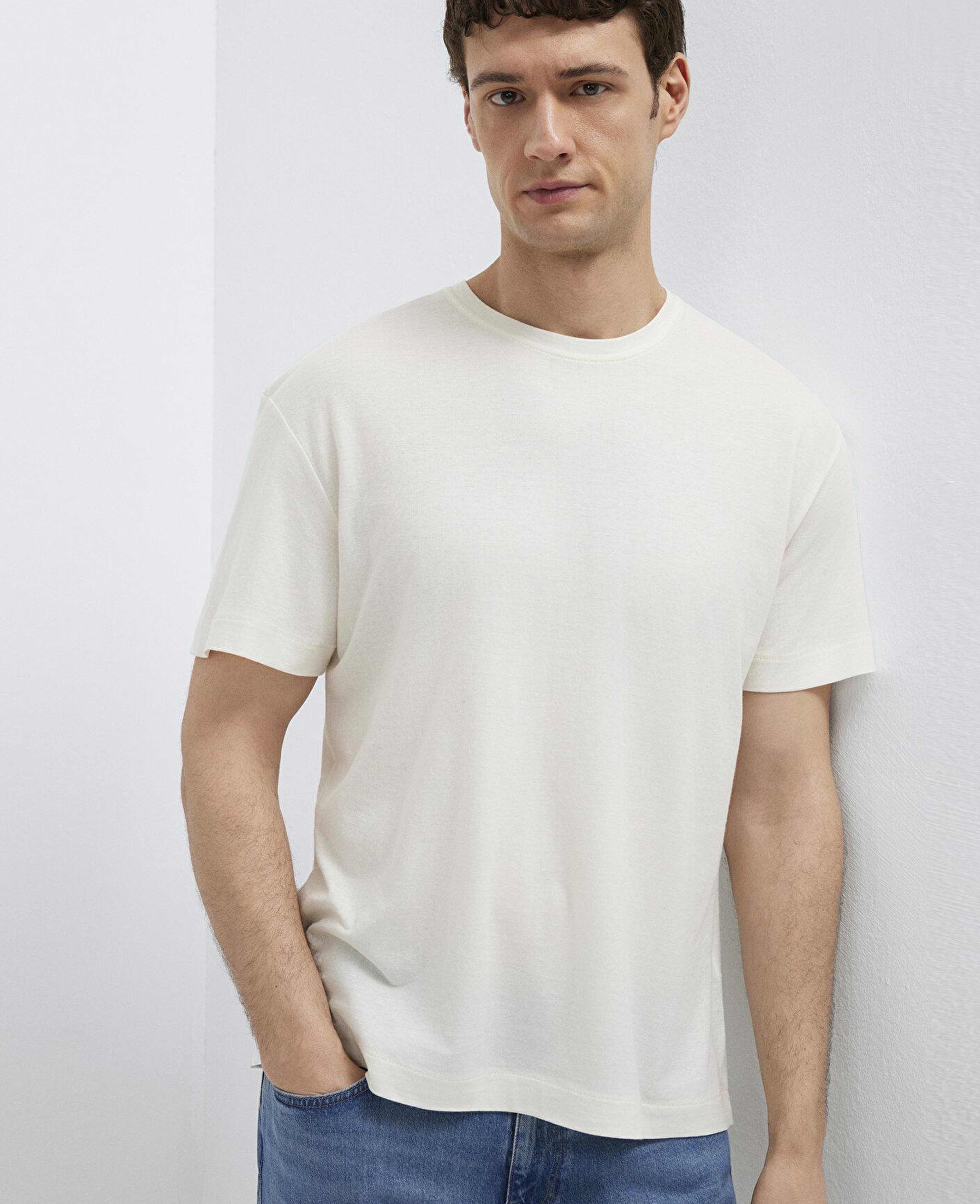 Mavi Ekru Basic Tişört Loose Fit / Bol Rahat Kesim 0613338-80194