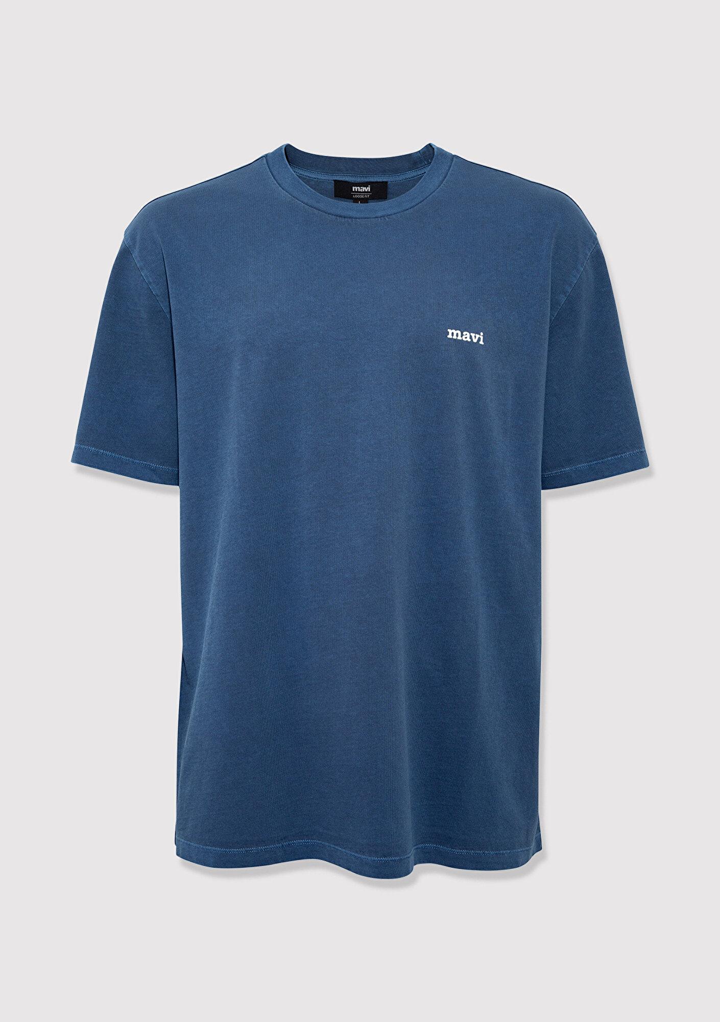 Mavi Mavi Logo Baskılı Lacivert Tişört Loose Fit / Bol Rahat Kesim 0613346-70718