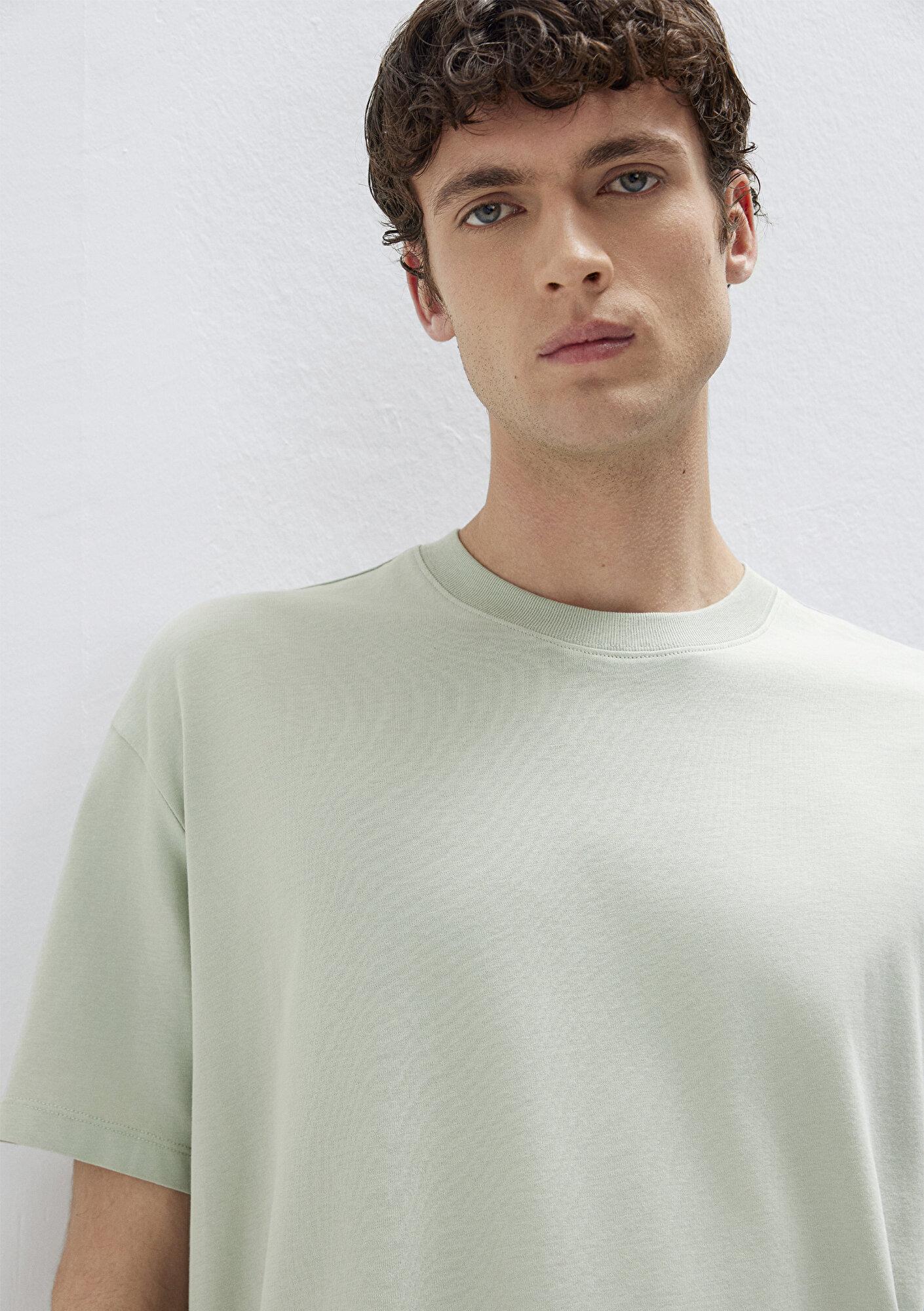 Mavi Yeşil Basic Tişört Loose Fit / Bol Rahat Kesim 066249-71464