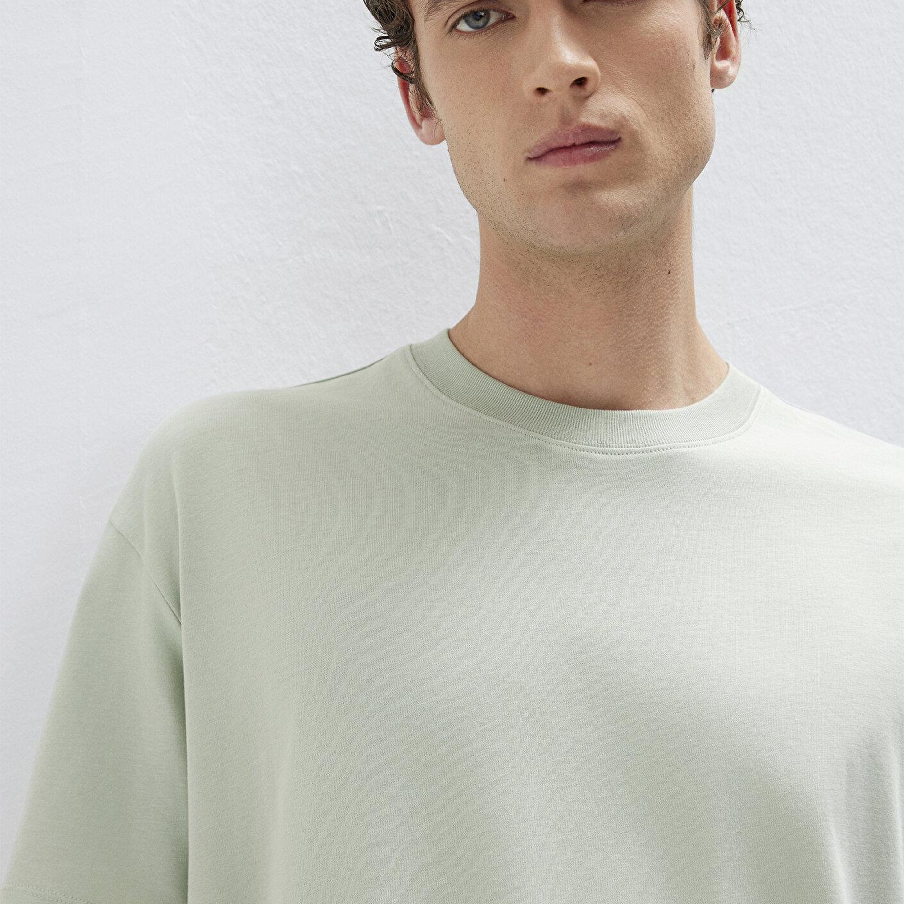 Mavi Yeşil Basic Tişört Loose Fit / Bol Rahat Kesim 066249-71464