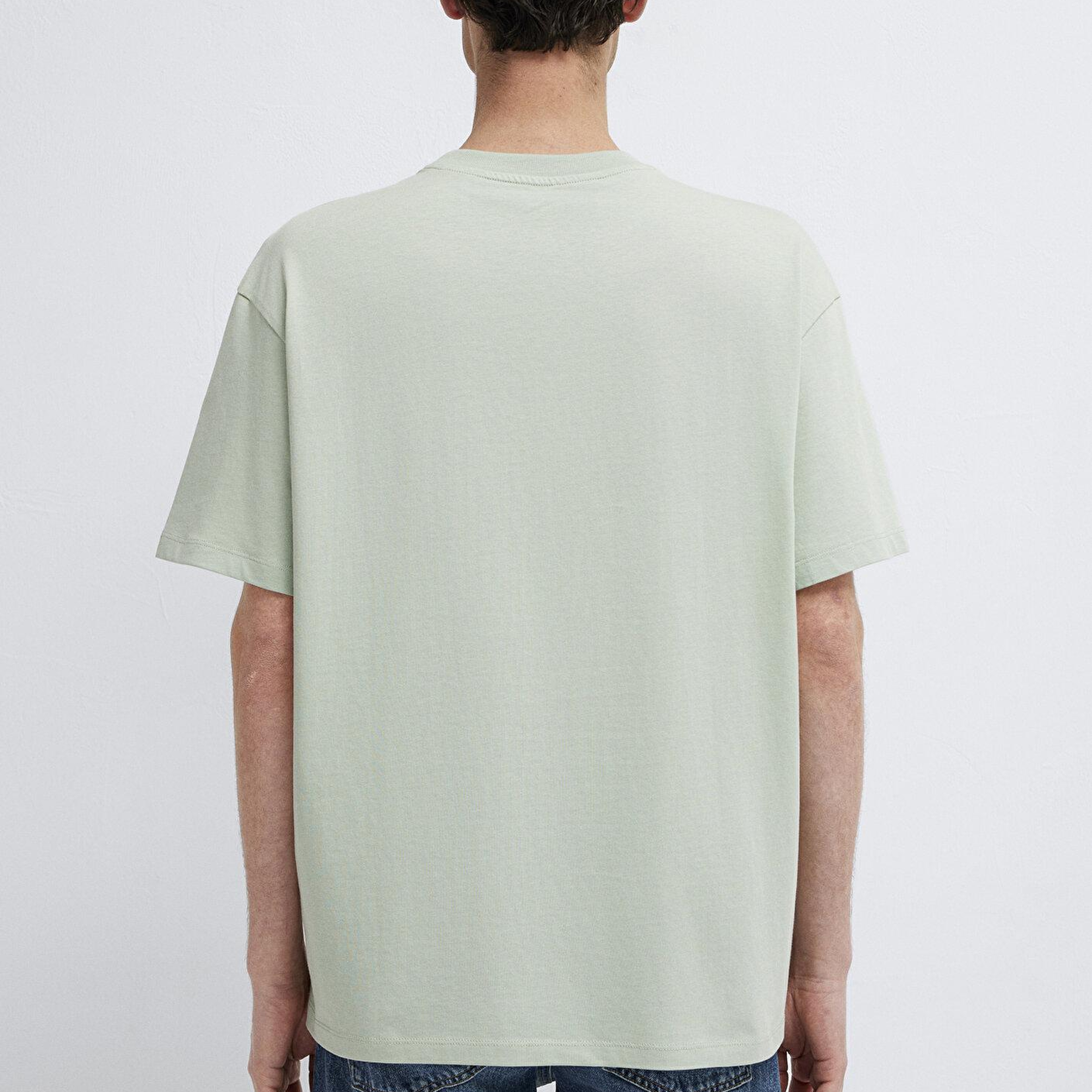Mavi Yeşil Basic Tişört Loose Fit / Bol Rahat Kesim 066249-71464