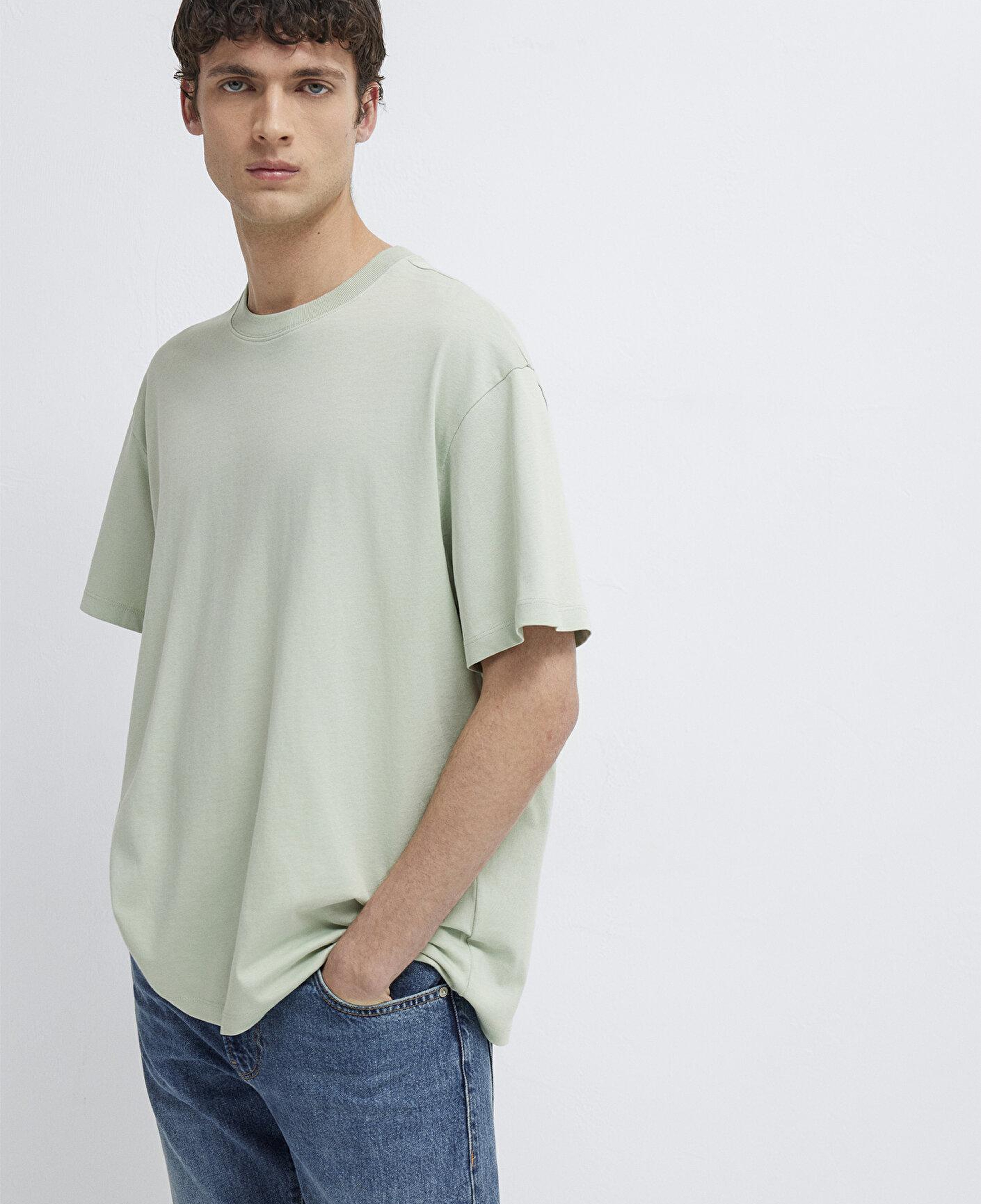 Mavi Yeşil Basic Tişört Loose Fit / Bol Rahat Kesim 066249-71464