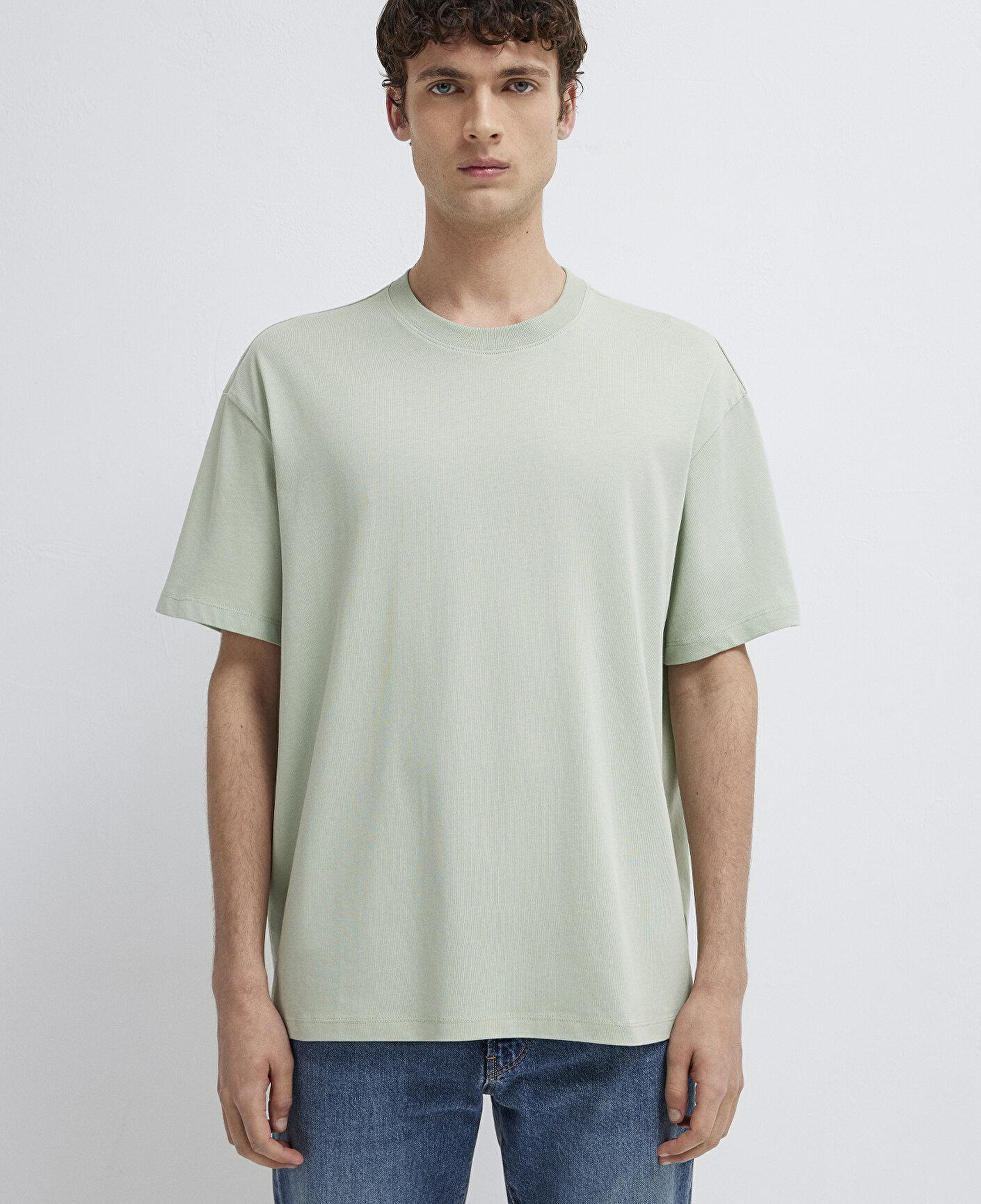 Mavi Yeşil Basic Tişört Loose Fit / Bol Rahat Kesim 066249-71464