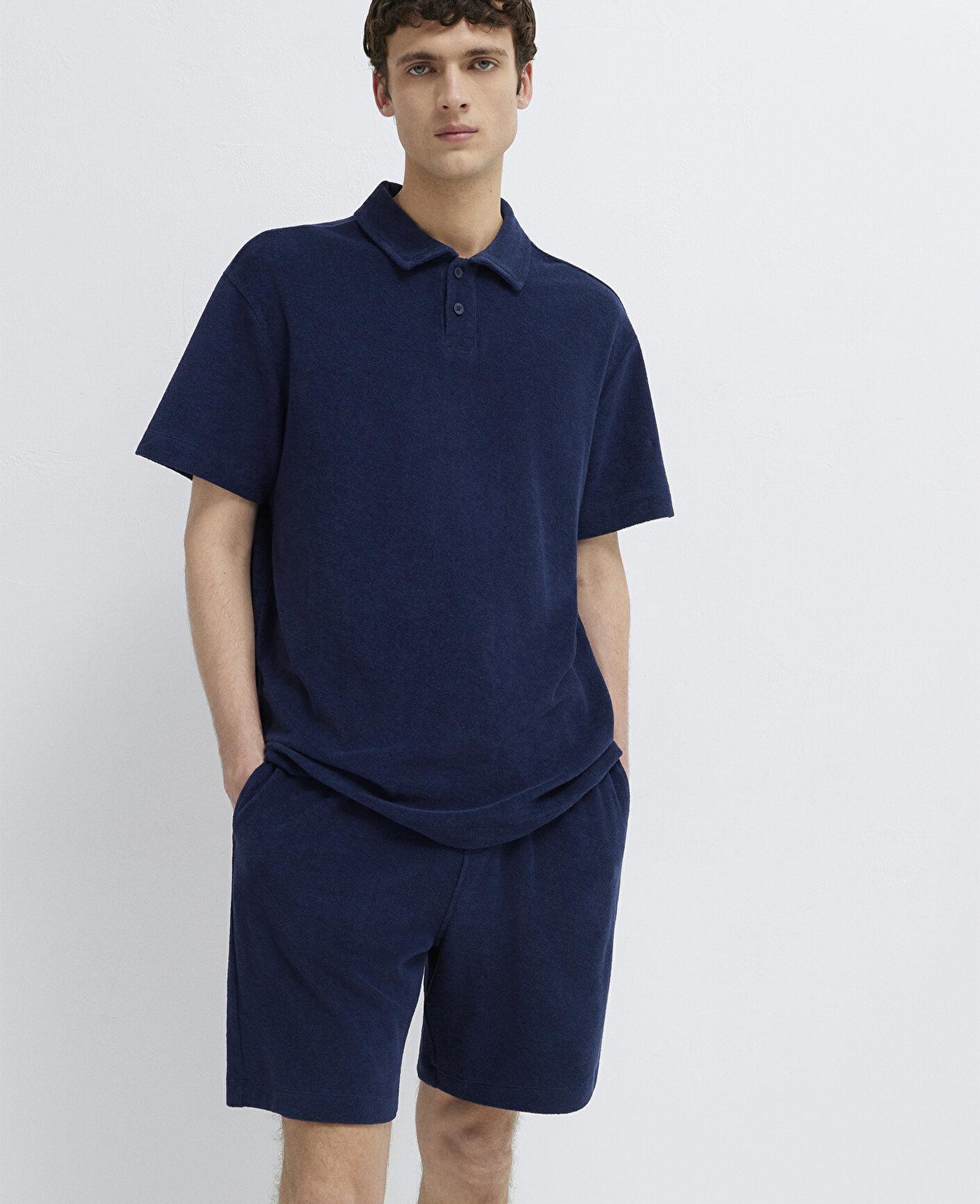 Mavi Lacivert Polo Tişört Loose Fit / Bol Rahat Kesim 0613324-70497