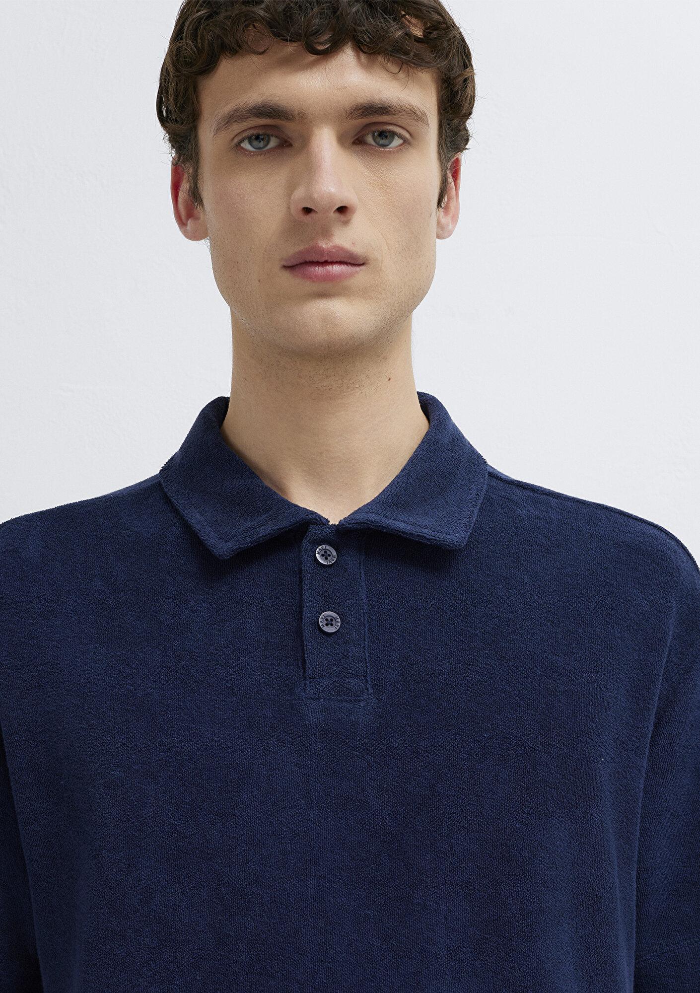 Mavi Lacivert Polo Tişört Loose Fit / Bol Rahat Kesim 0613324-70497