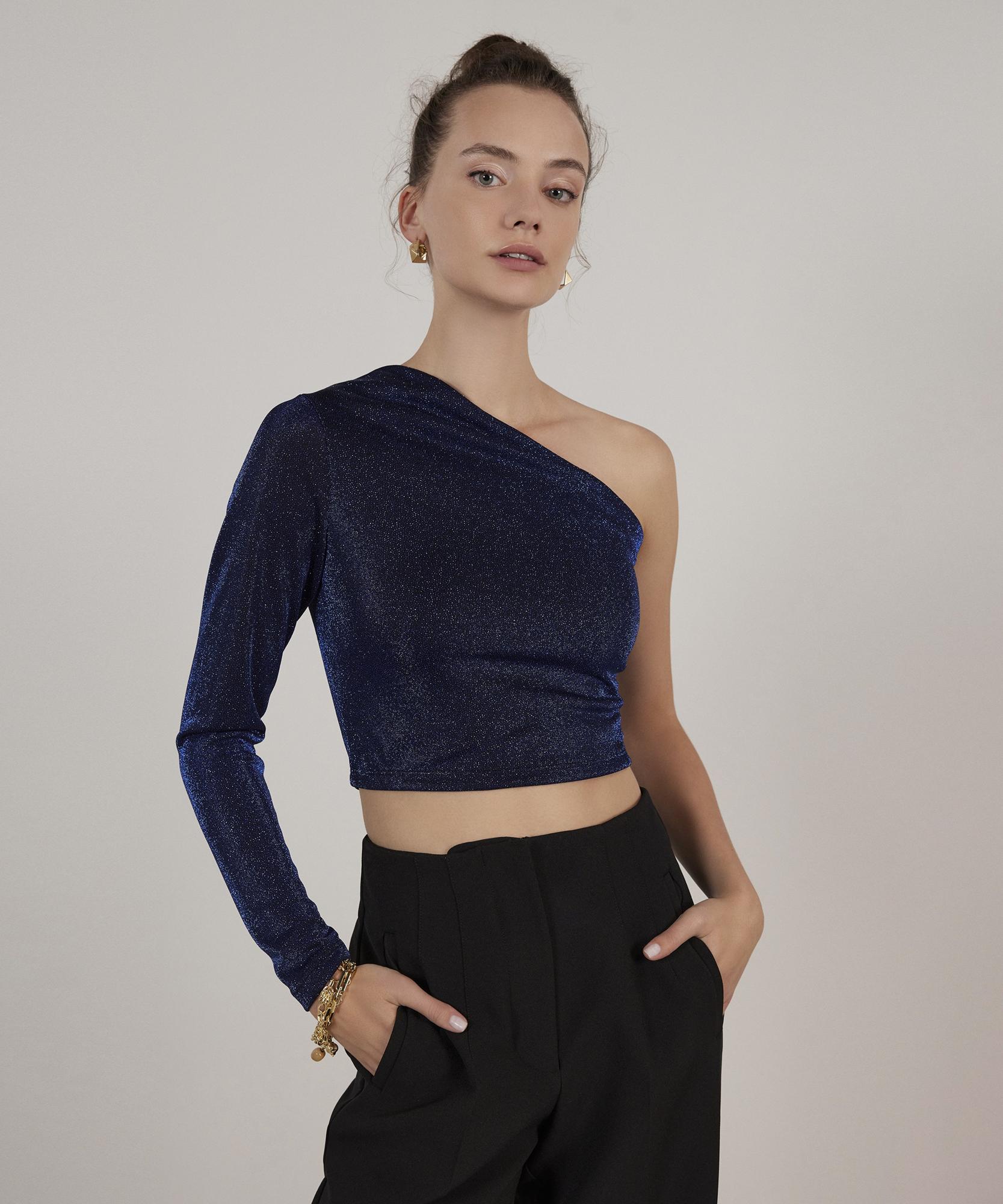 YARGICI Simli Tek Omuz T-Shırt