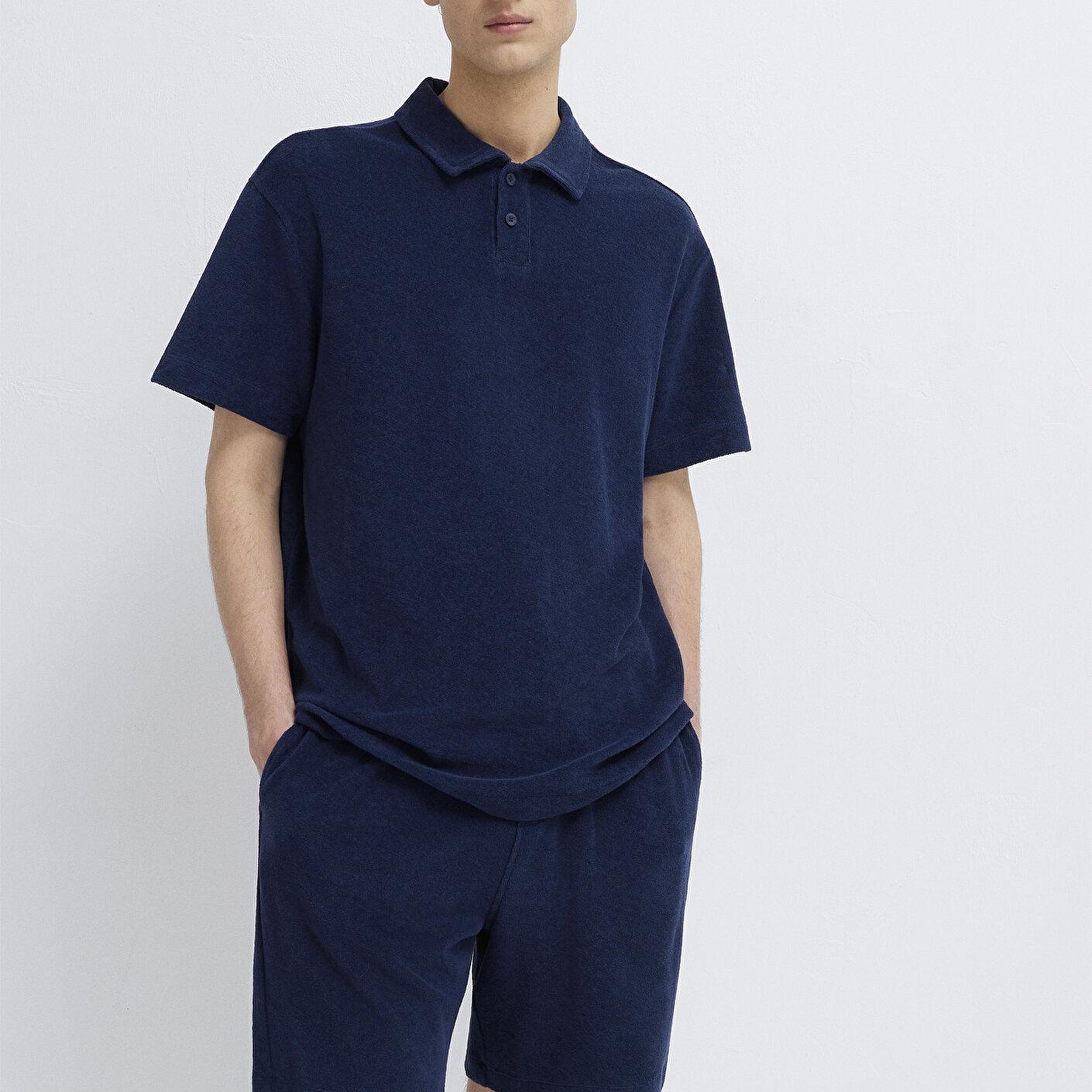 Mavi Lacivert Polo Tişört Loose Fit / Bol Rahat Kesim 0613324-70497