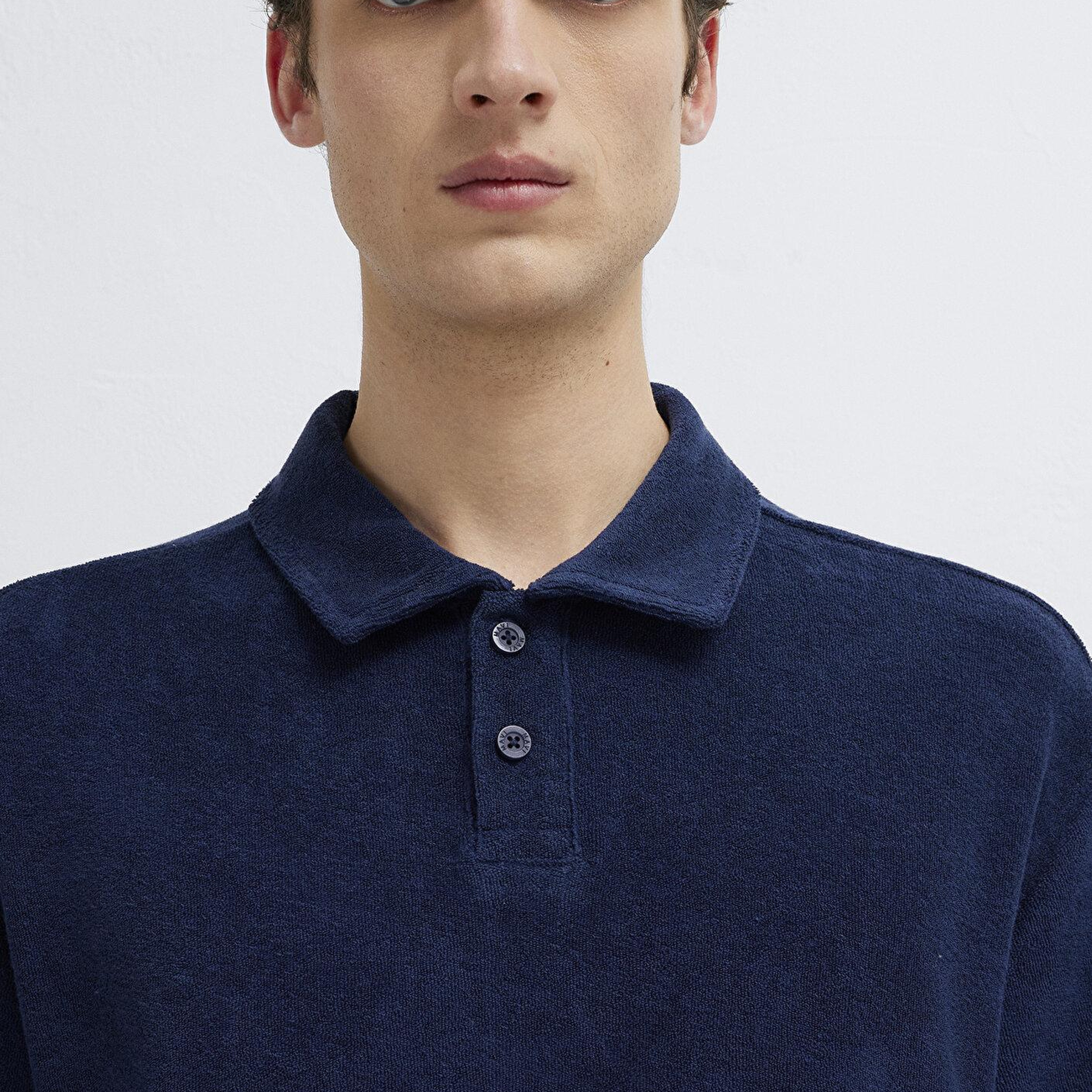 Mavi Lacivert Polo Tişört Loose Fit / Bol Rahat Kesim 0613324-70497
