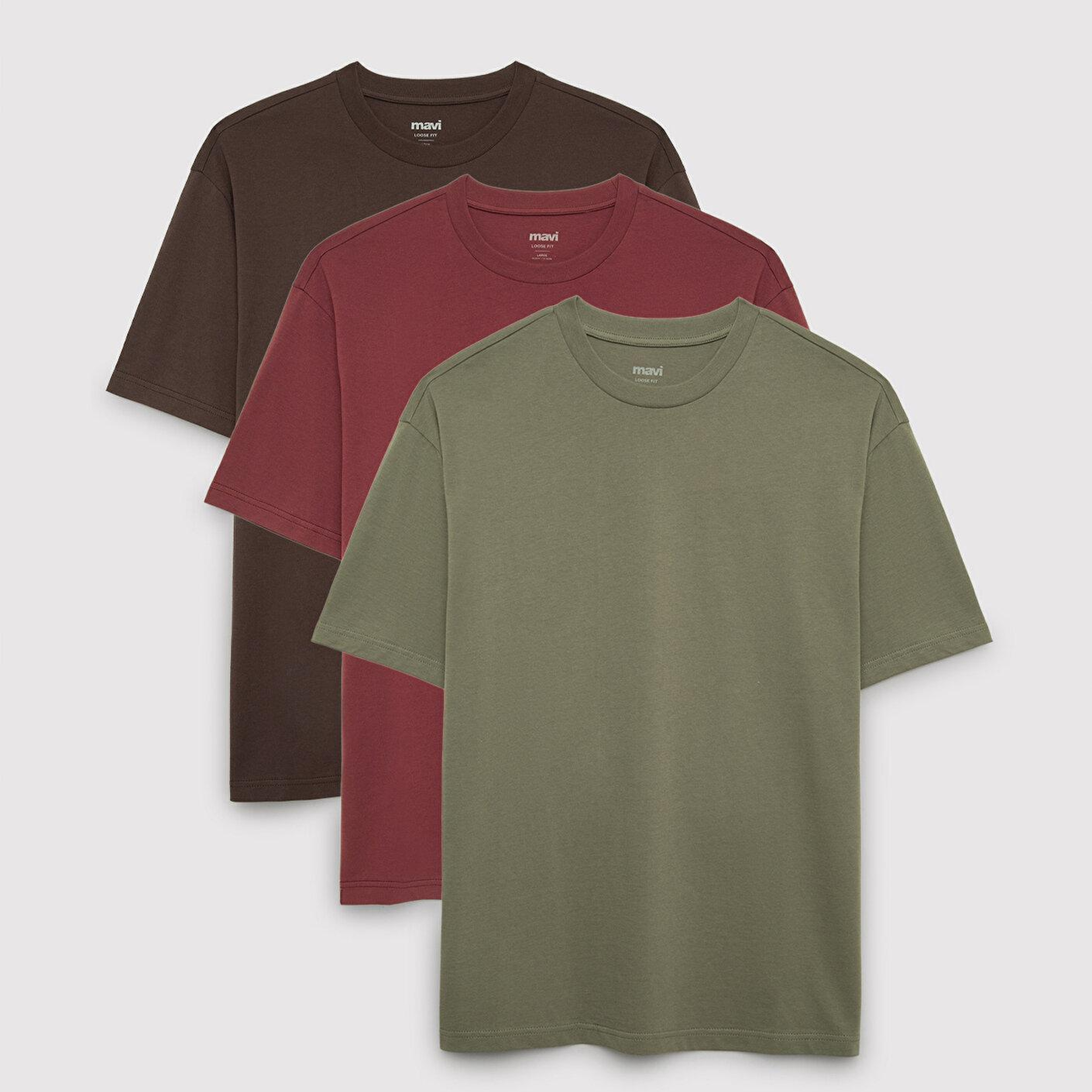 Mavi 3lü Erkek Basic Tişört Loose Fit / Bol Rahat Kesim 0612315-70219