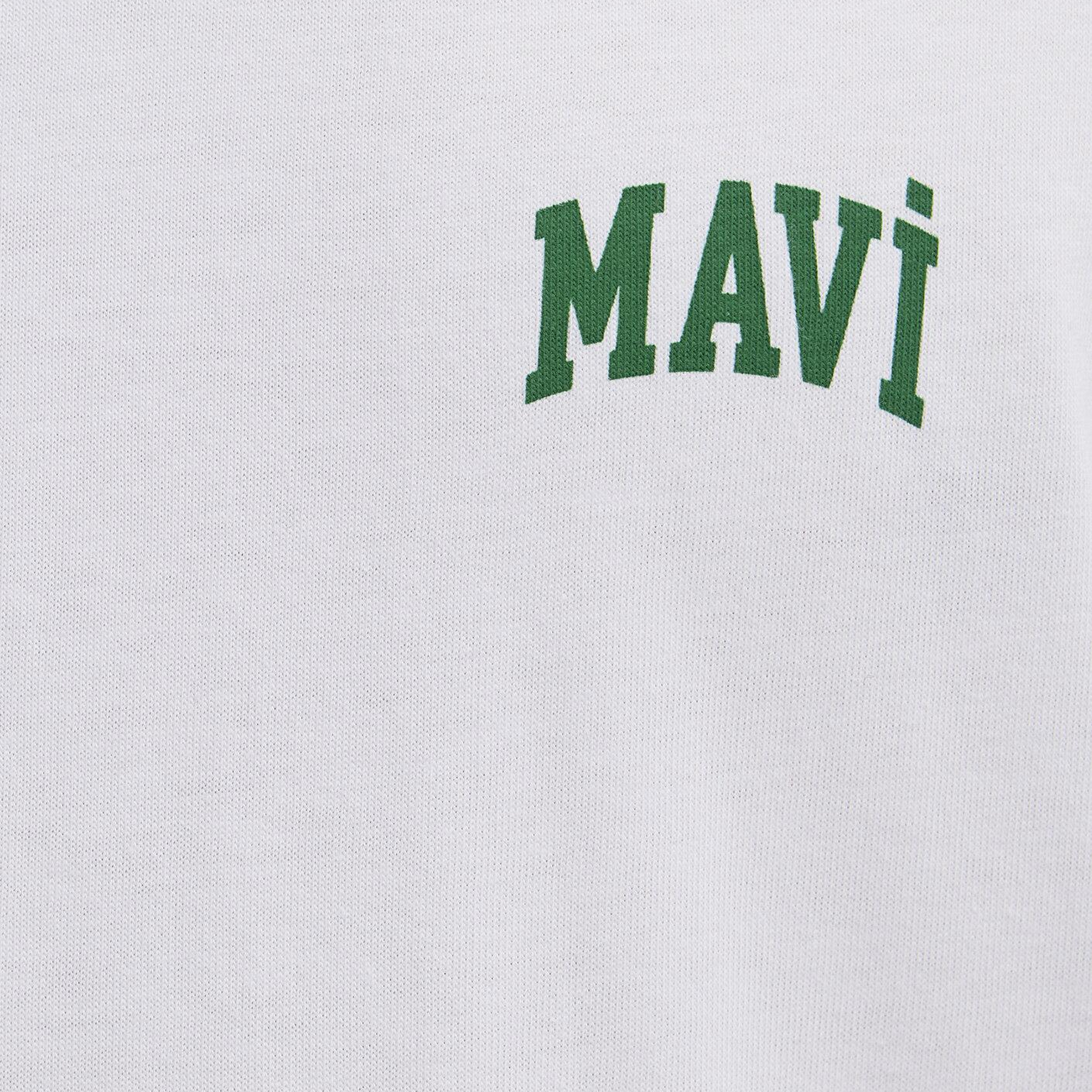 Mavi Mavi Logo Baskılı Biye Detaylı Beyaz Tişört Loose Fit / Bol Rahat Kesim 0613557-620